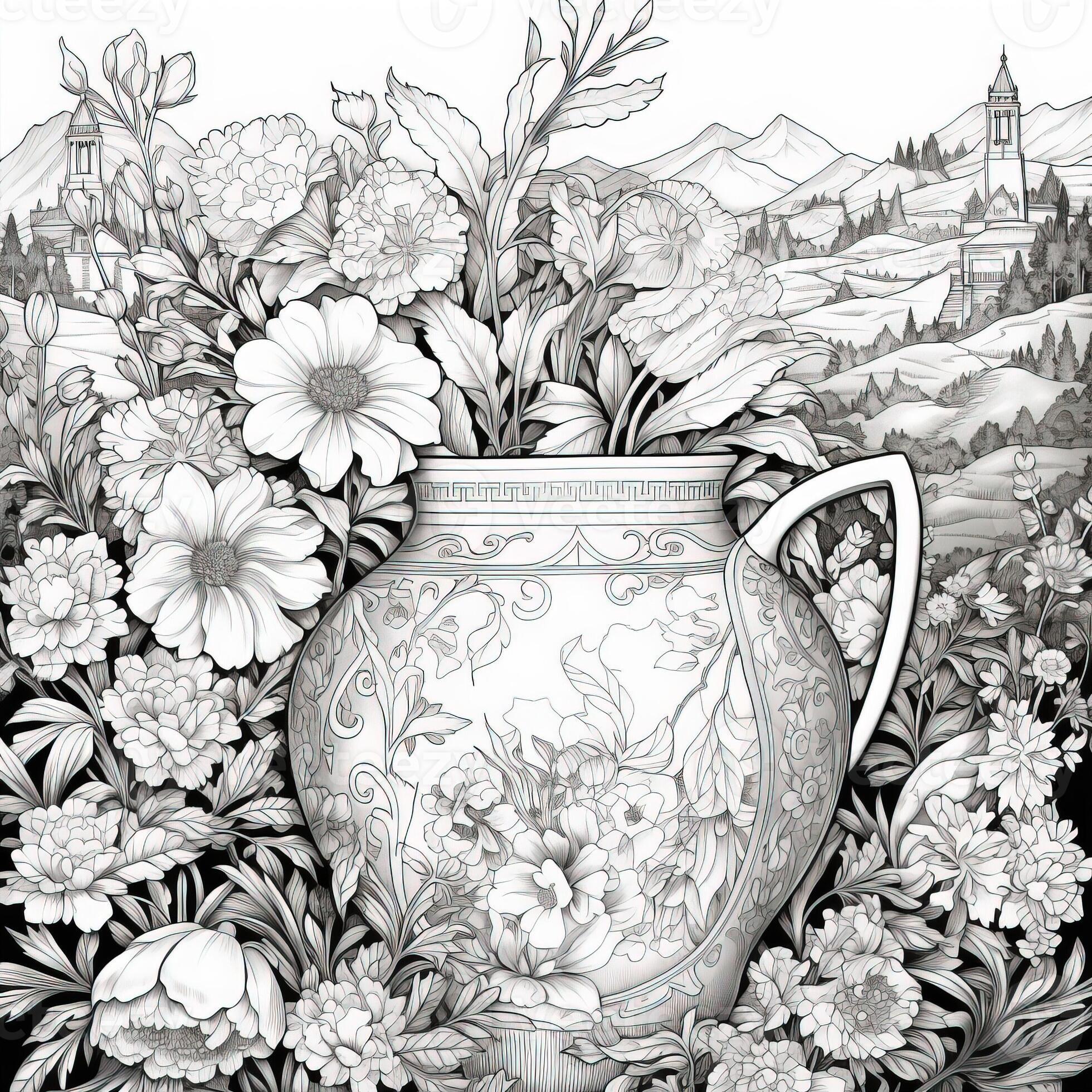Floral Coloring Pages 26748113 Stock Photo at Vecteezy