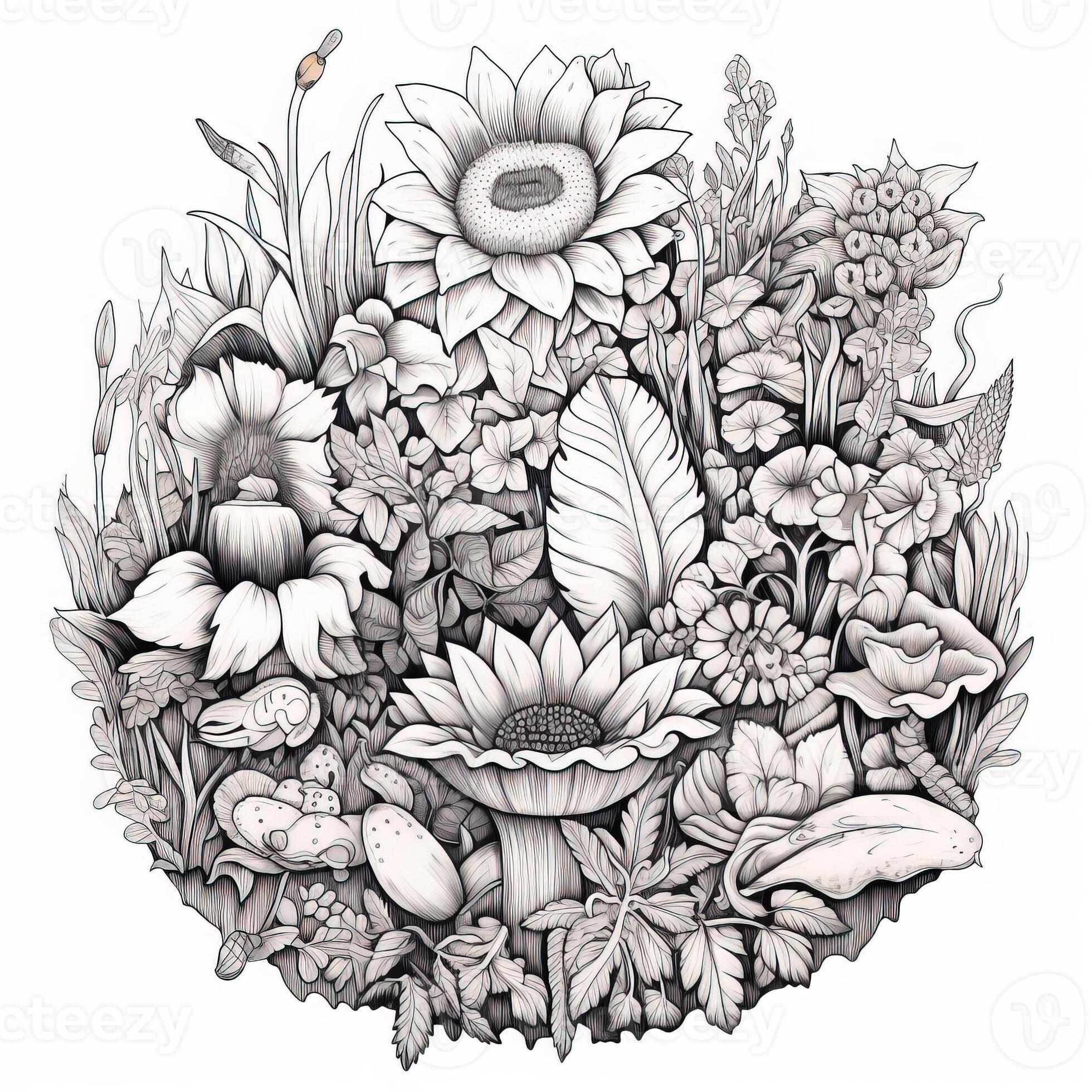 Floral Coloring Pages 26748117 Stock Photo at Vecteezy