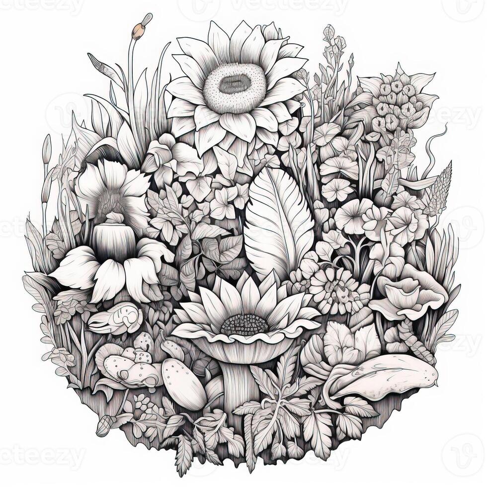 Floral Coloring Pages photo