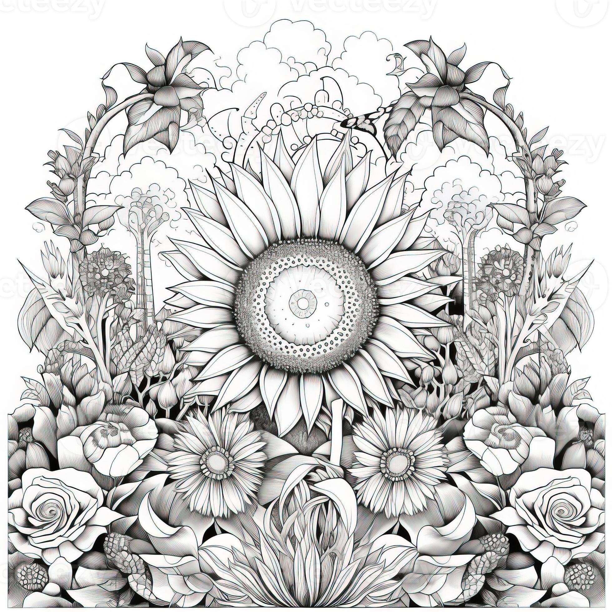 Floral Coloring Pages 26748127 Stock Photo at Vecteezy