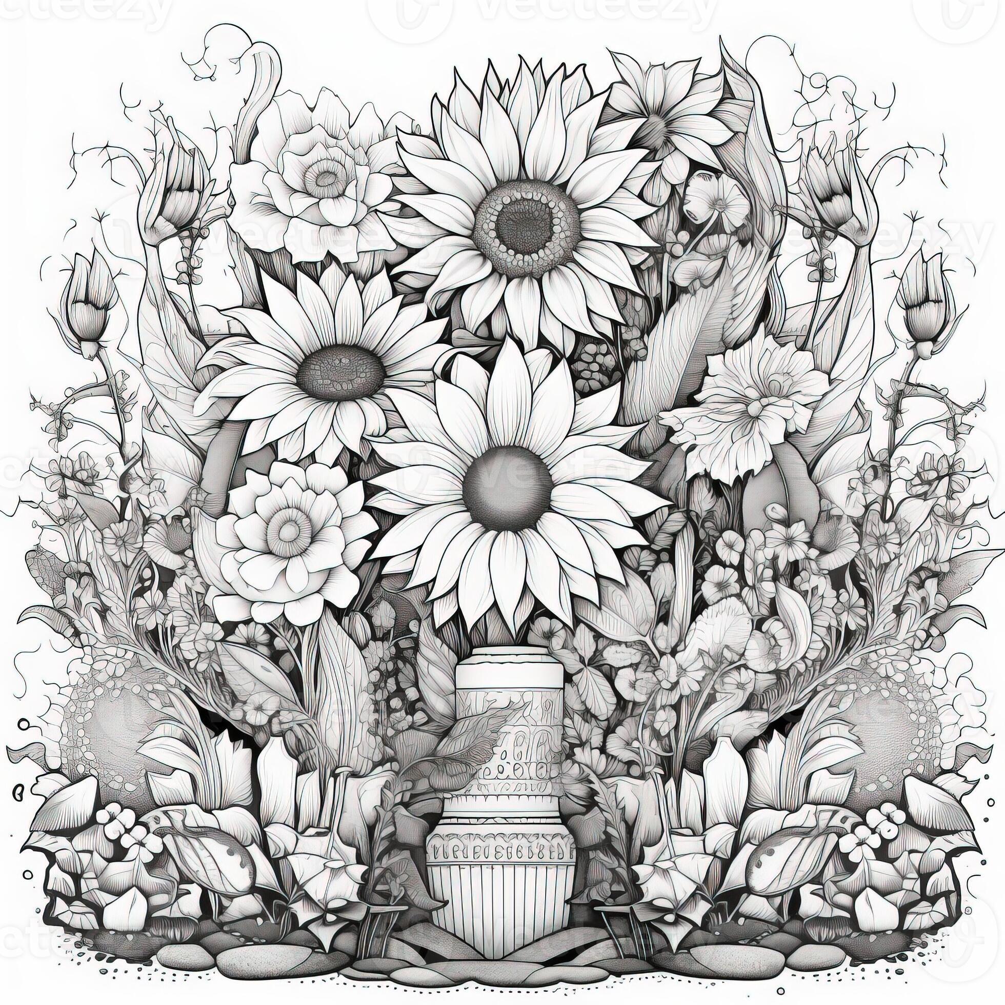 Floral Coloring Pages 26748130 Stock Photo at Vecteezy