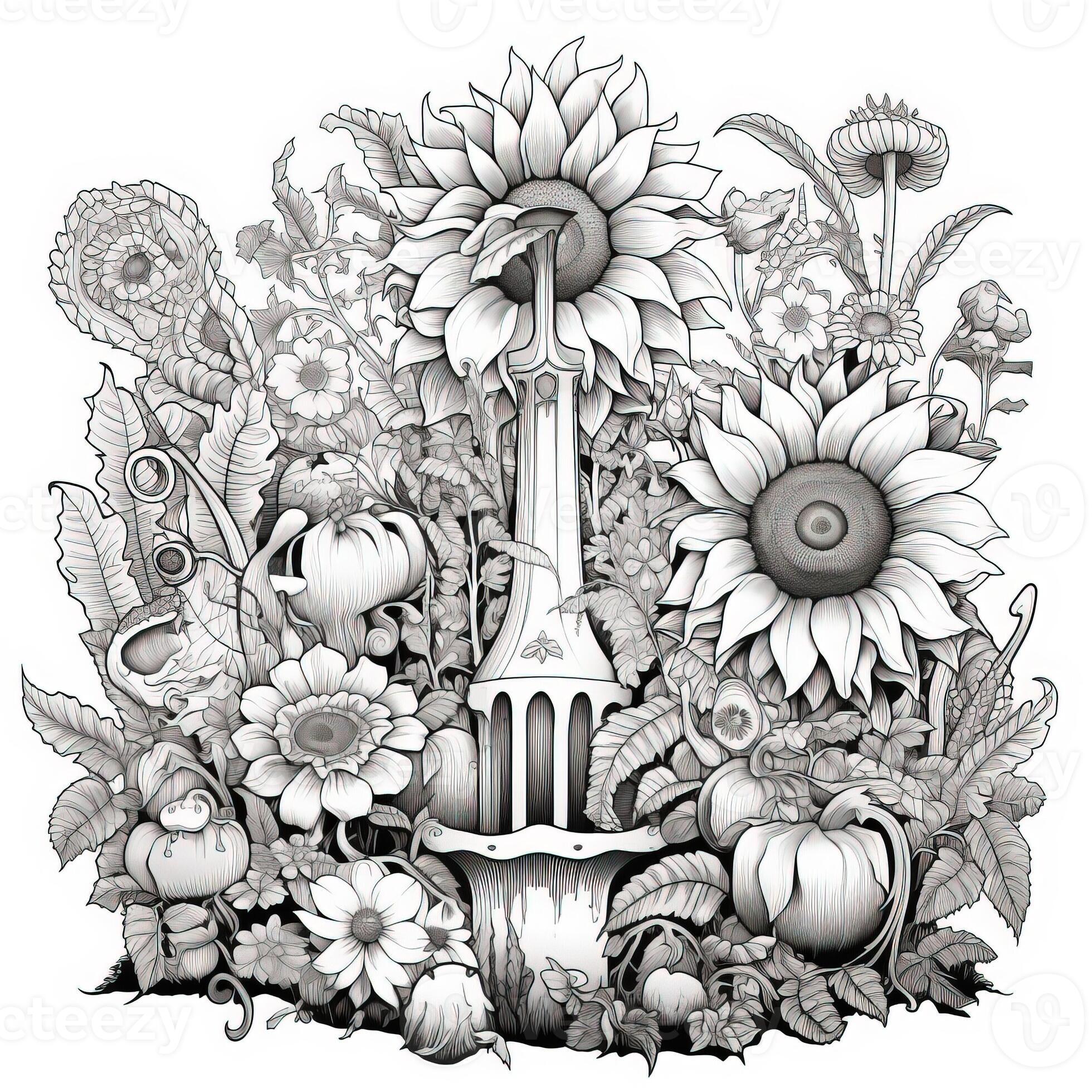 Floral Coloring Pages 26748131 Stock Photo at Vecteezy