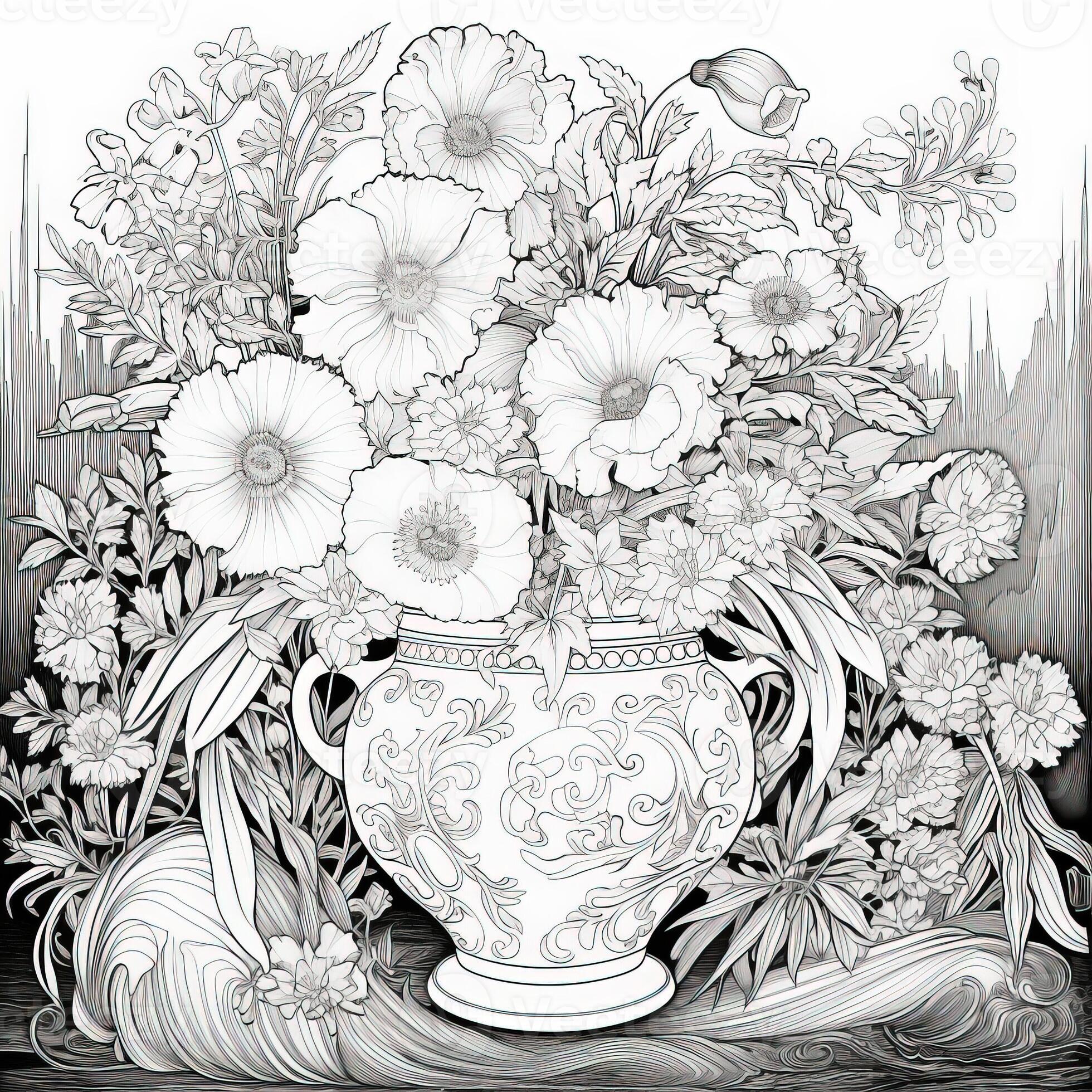 Floral Coloring Pages 26748141 Stock Photo at Vecteezy