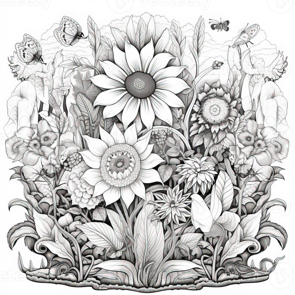 Floral Coloring Pages 26748143 Stock Photo at Vecteezy