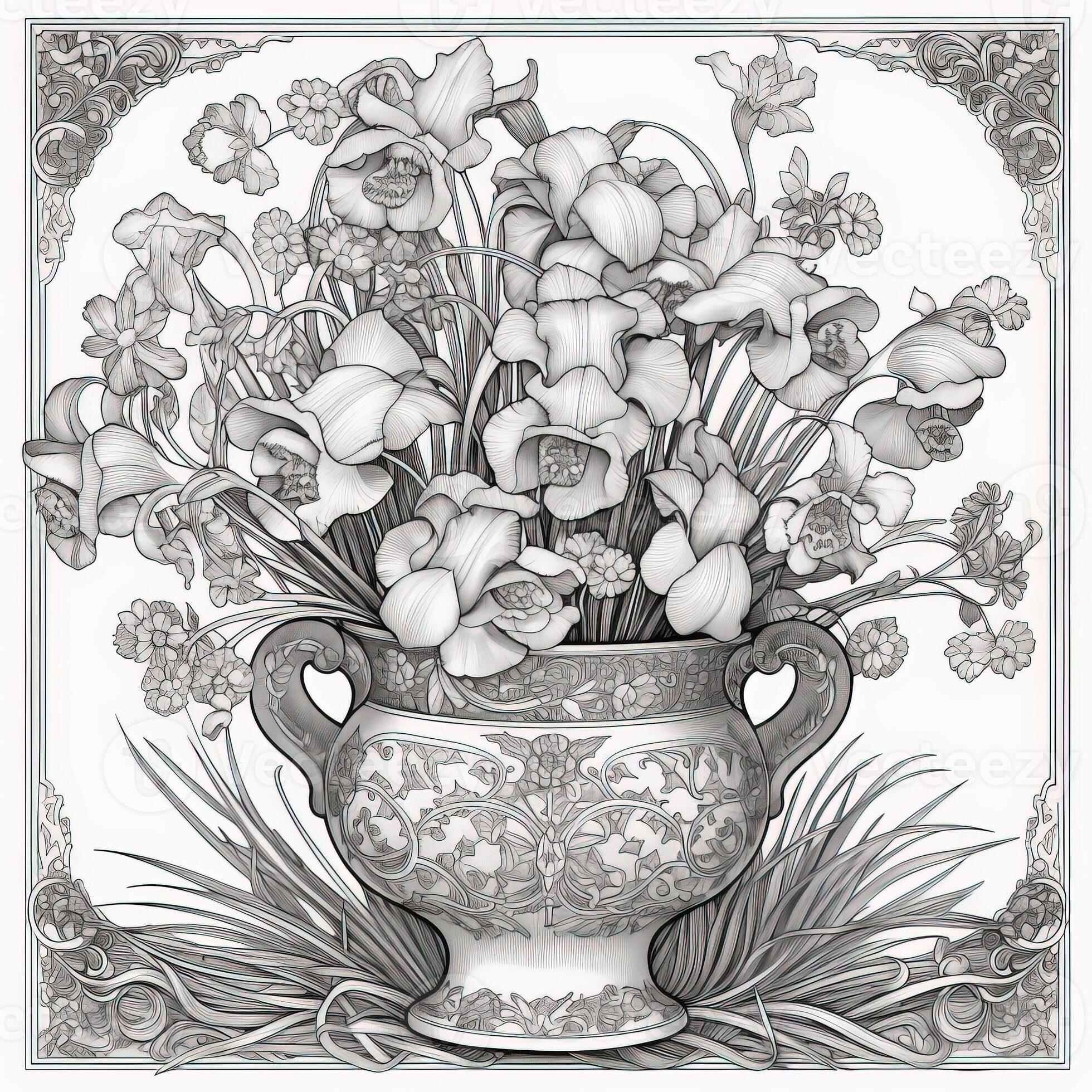Floral Coloring Pages 26748157 Stock Photo at Vecteezy