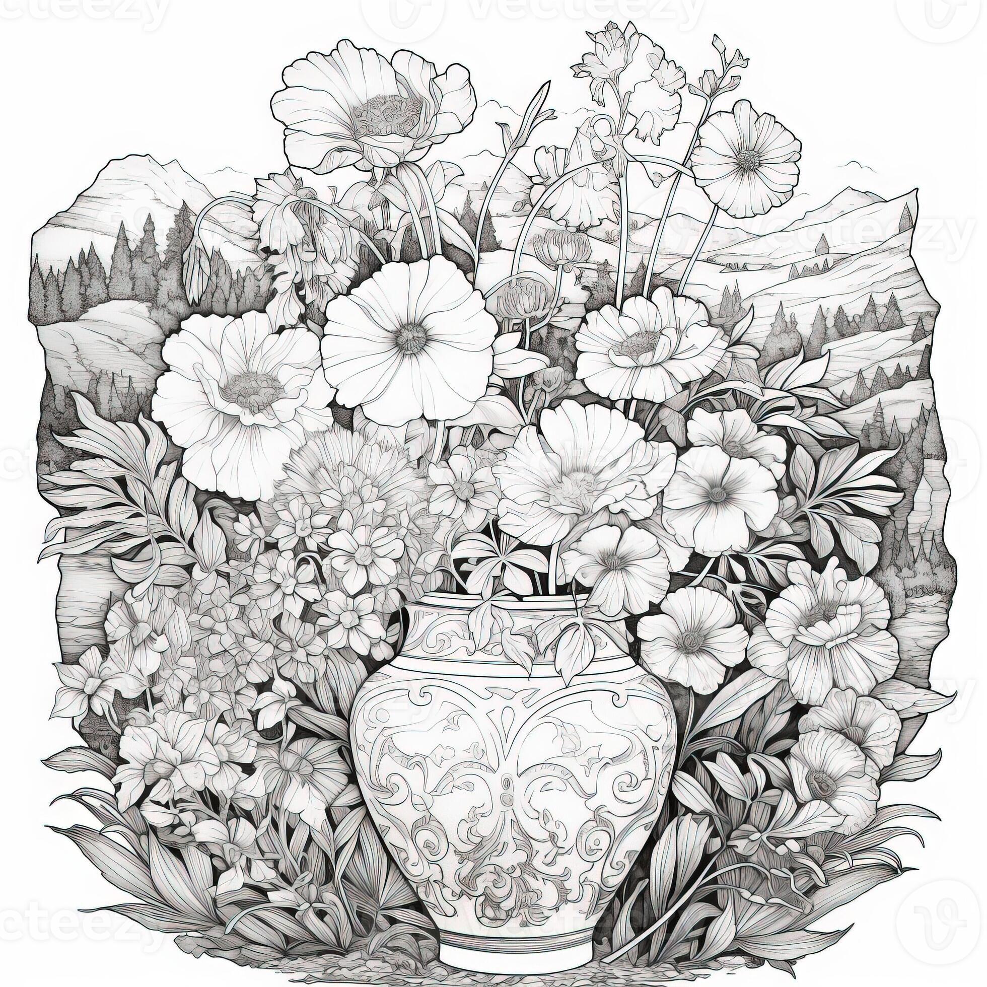 Floral Coloring Pages 26748179 Stock Photo at Vecteezy