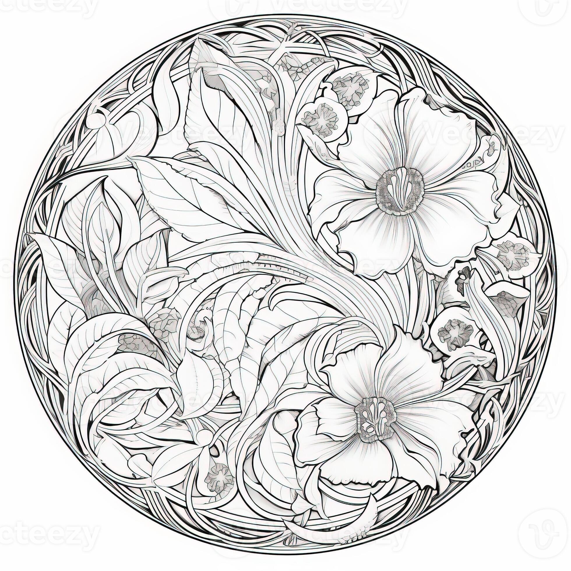 Floral Coloring Pages 26748186 Stock Photo at Vecteezy