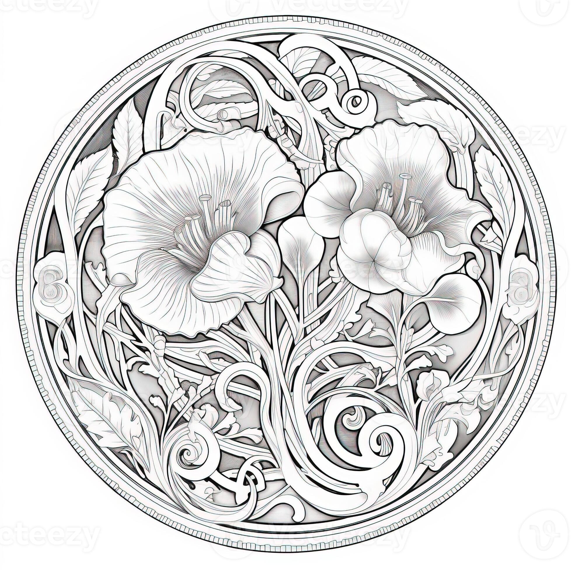 Floral Coloring Pages 26748196 Stock Photo at Vecteezy