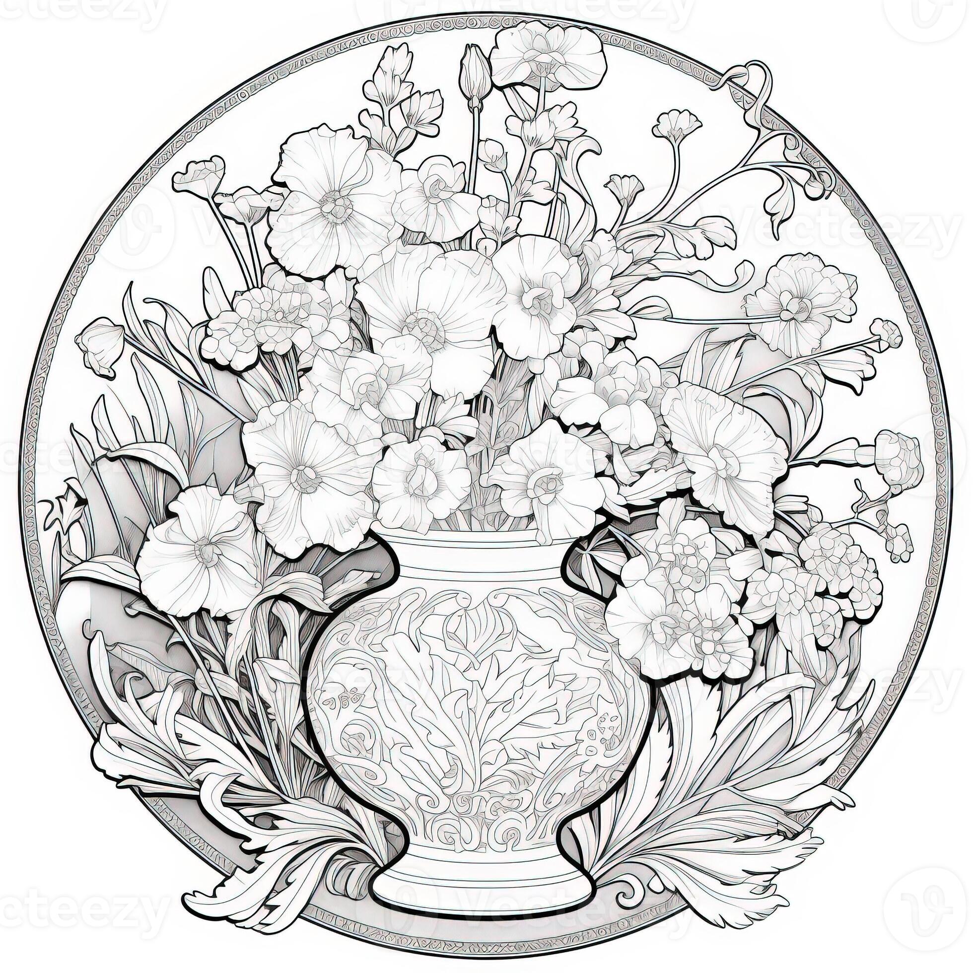 Floral Coloring Pages 26748210 Stock Photo at Vecteezy