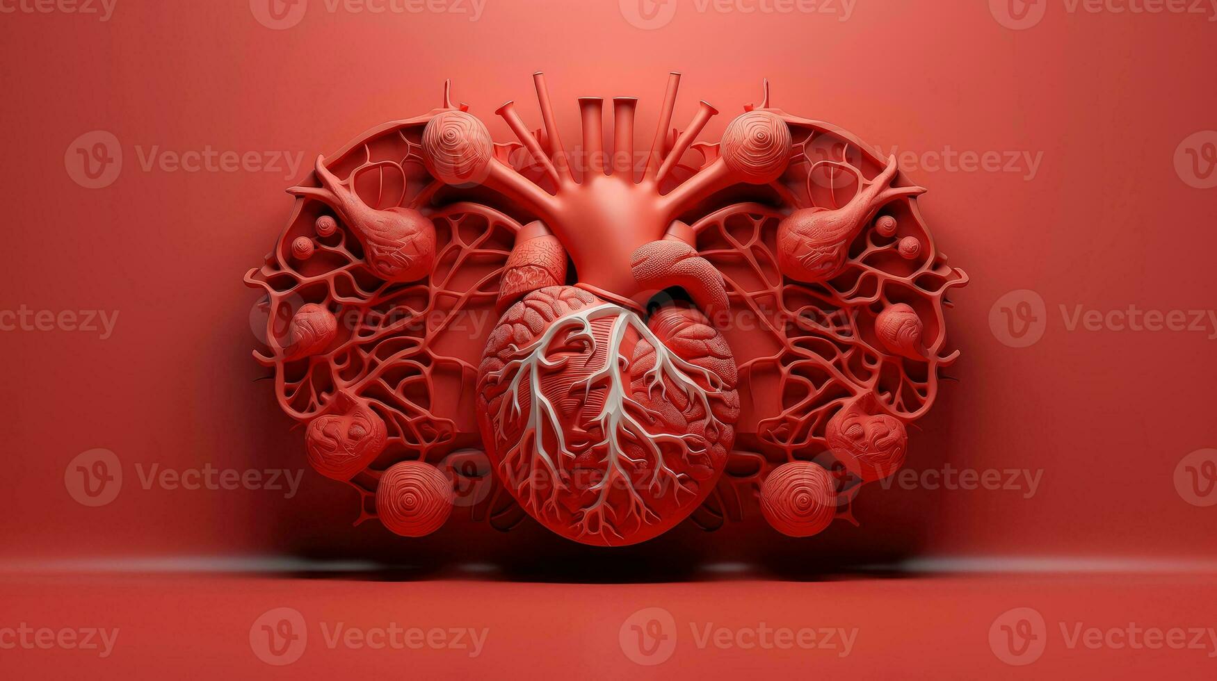 3D illustration of the human organ systems, Human internal organs. Anatomy. Nervous, circulatory, digestive, excretory, urinary,and bone systems. Medical education concept, Generative AI illustration photo