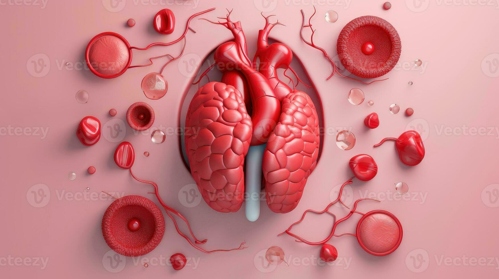 3D illustration of the human organ systems, Human internal organs. Anatomy. Nervous, circulatory, digestive, excretory, urinary,and bone systems. Medical education concept, Generative AI illustration photo