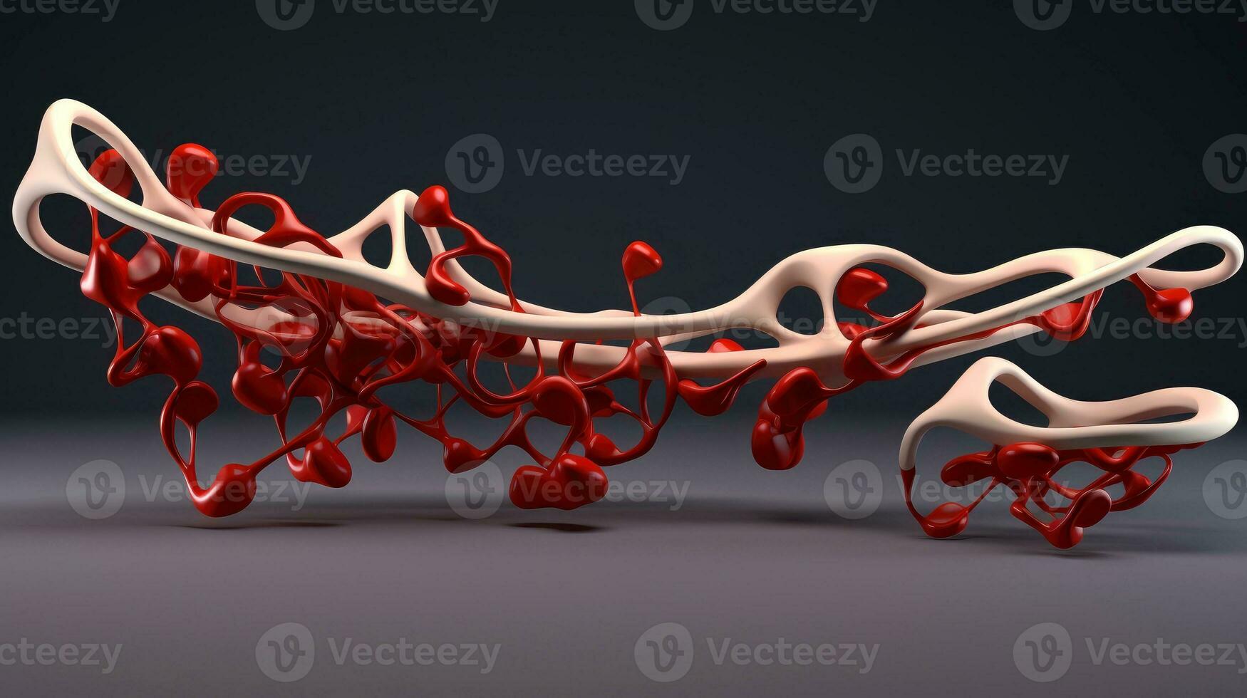 3D illustration mockup of the human organ systems, circulatory, digestive, red and white bloodcells wtih blurred backgroun. Medical education concept, Generative AI illustration photo