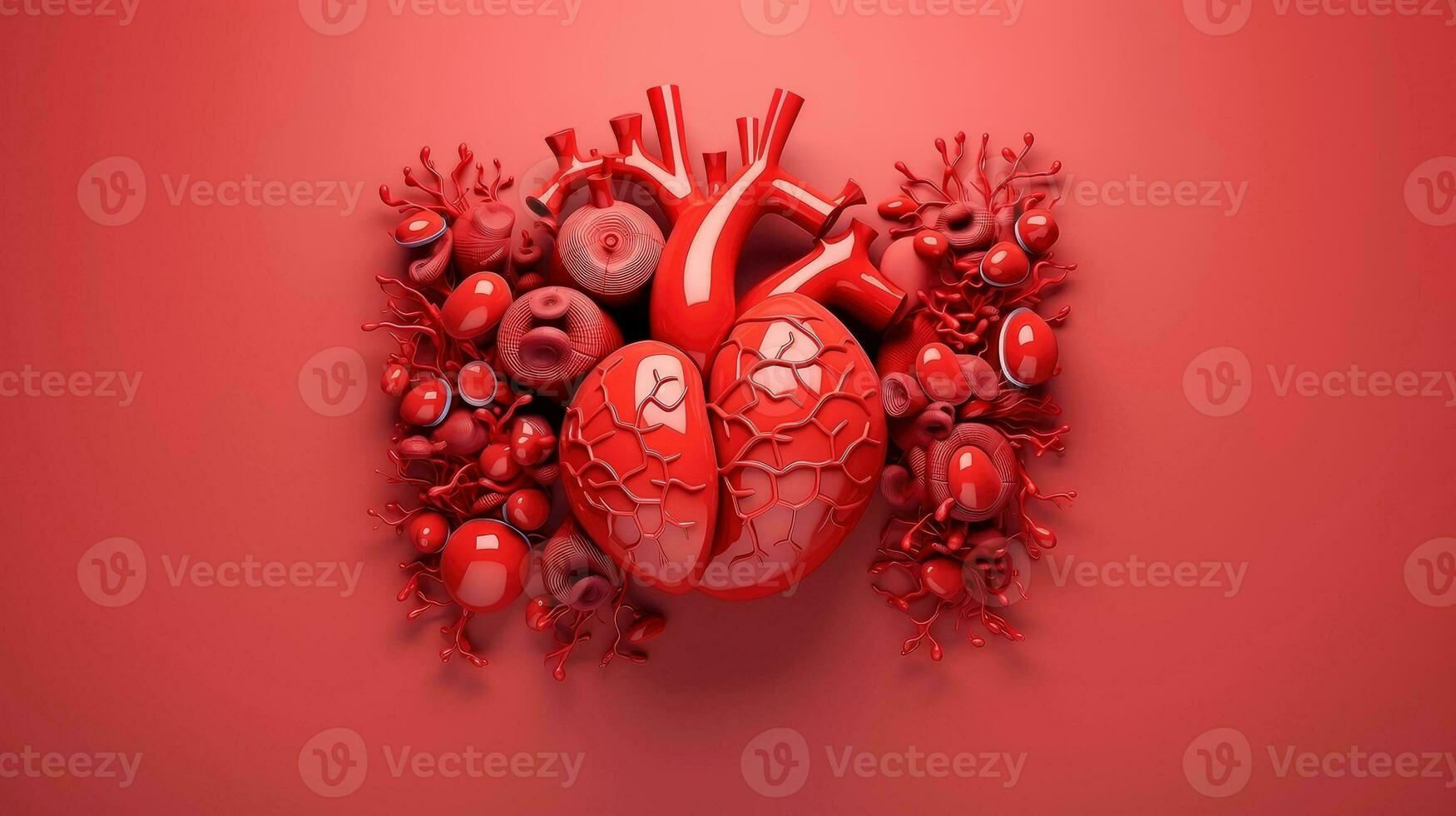 3D illustration of the human organ systems, Human internal organs. Anatomy. Nervous, circulatory, digestive, excretory, urinary,and bone systems. Medical education concept, Generative AI illustration photo