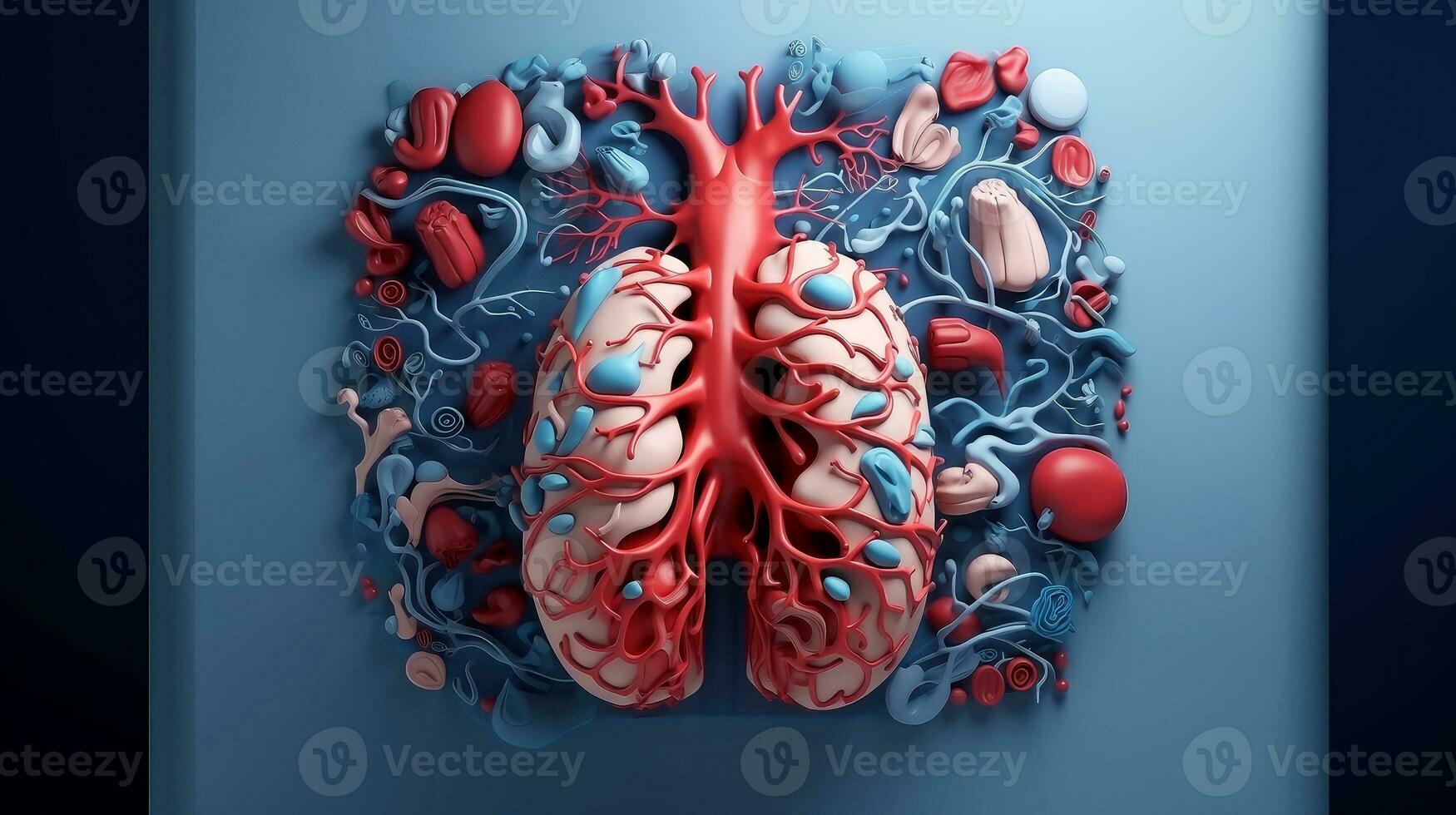 3D illustration of the human organ systems, Human internal organs. Anatomy. Nervous, circulatory, digestive, excretory, urinary,and bone systems. Medical education concept, Generative AI illustration photo