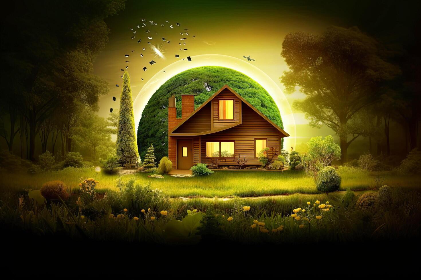 Illustration image, Nature and Sustainability, Eco-friendly Living and conservation, Concept art of Earth and animal life in different environments, illustration photo