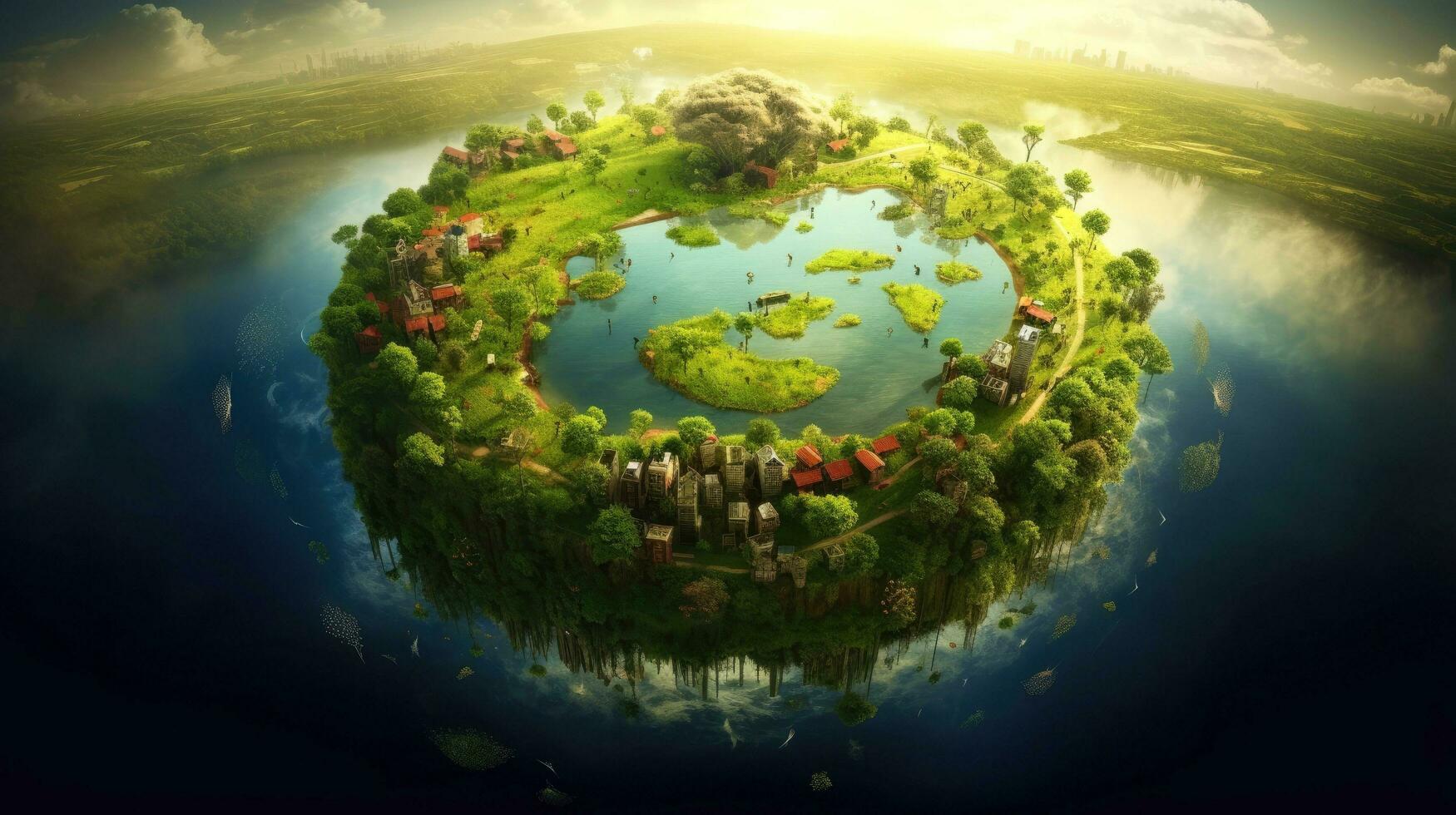 Illustration image, Nature and Sustainability, Eco-friendly Living and conservation, Concept art of Earth and animal life in different environments, Generative AI illustration photo