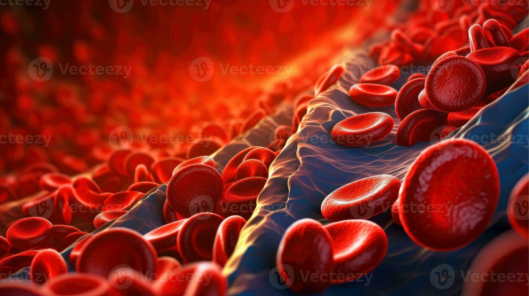 3D illustration mockup of the human organ systems, circulatory, digestive, red and white bloodcells wtih blurred backgroun. Medical education concept, Generative AI illustration photo