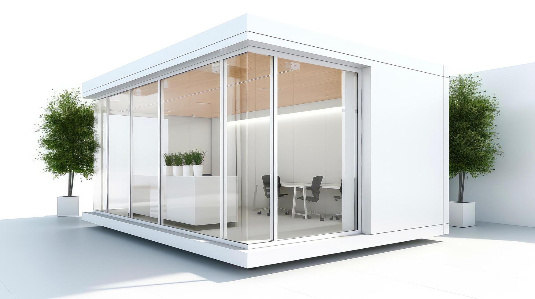 Mobile office buildings or container site office for construction site. Shipping container. Portable house and office cabins, illustration photo