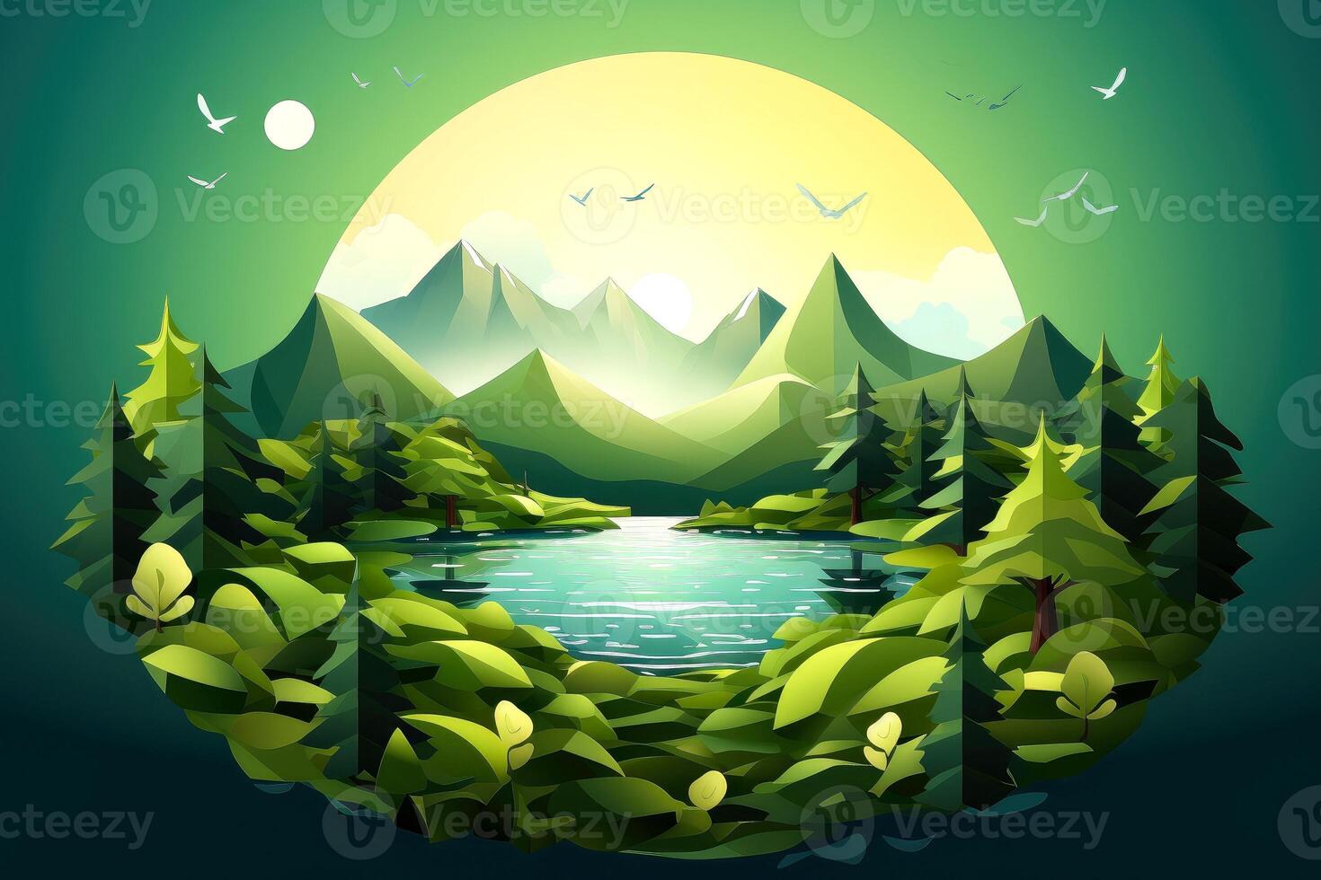 llustration images, Ecosystem restoration, environment day concept tree background. Ecology project concept, illustration photo