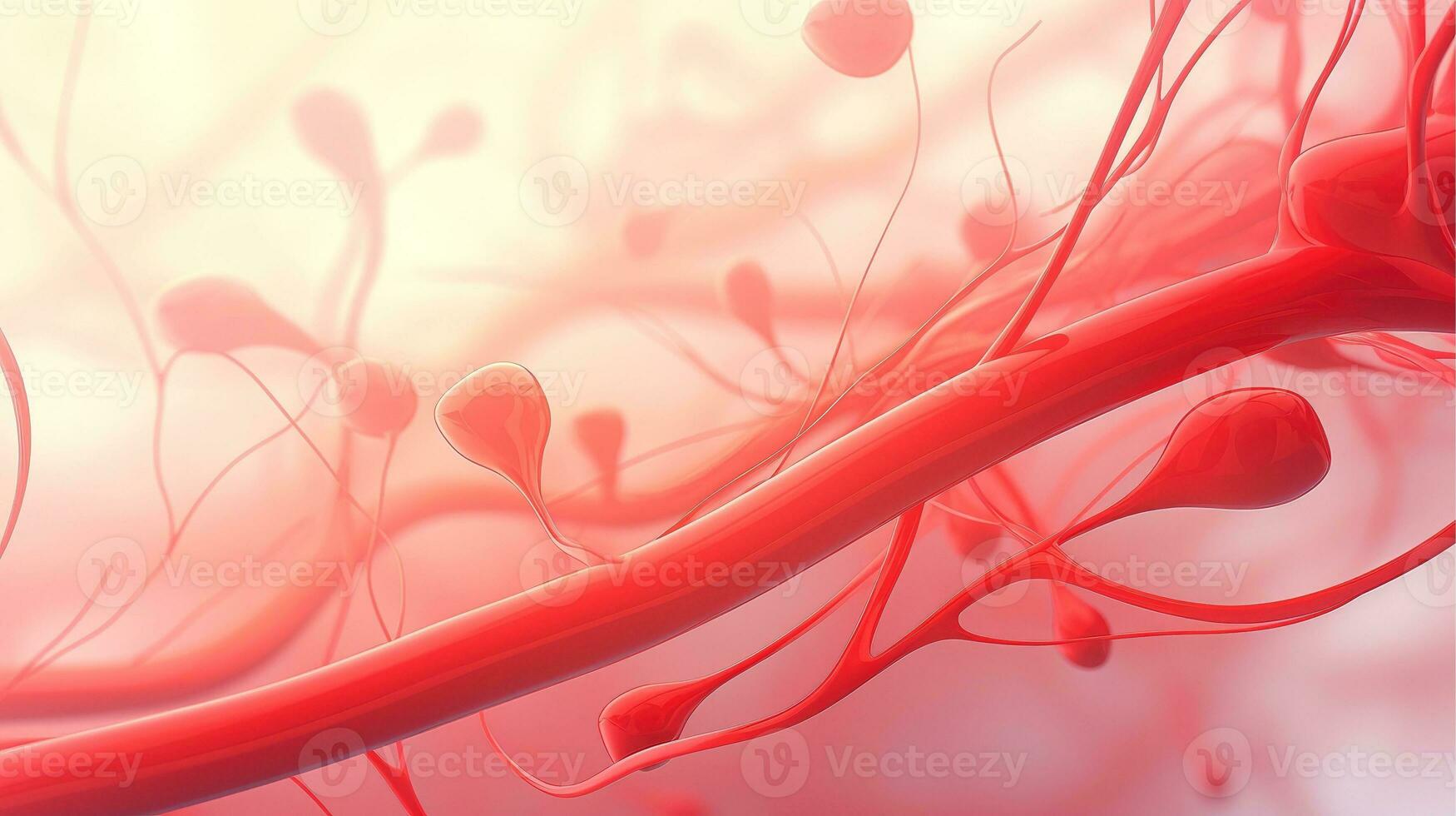 3D illustration mockup of the human organ systems, circulatory, digestive, red and white bloodcells wtih blurred backgroun. Medical education concept, Generative AI illustration photo