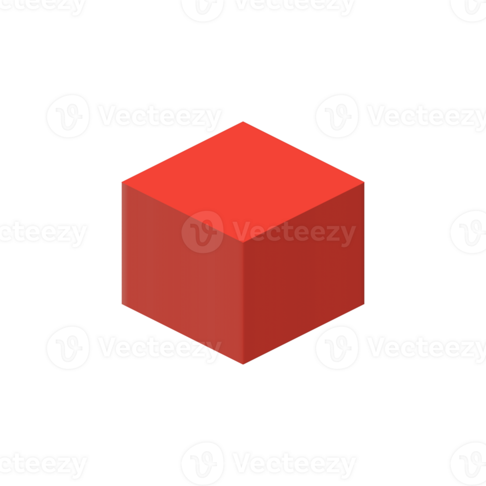 single red cube. 3d red cube. 3d object. png