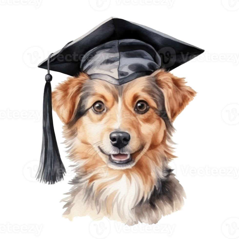 schattig waterverf hond in afstuderen pet geïsoleerd png