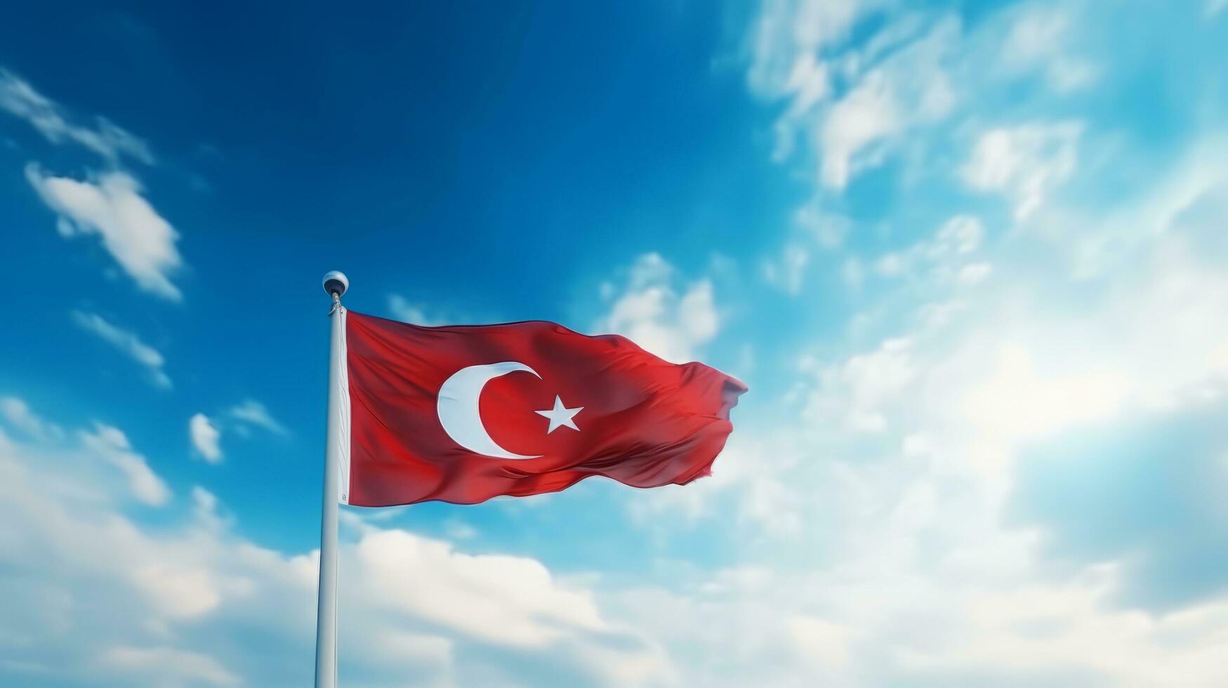 turco bandera con azul cielo antecedentes foto
