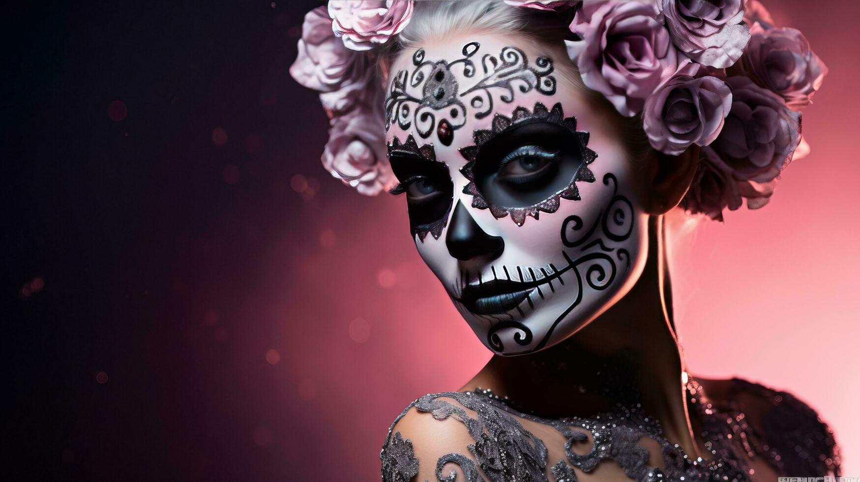 Beautiful model with halloween makeup photo