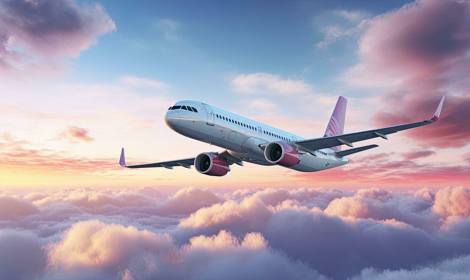 Airplane in sky background photo