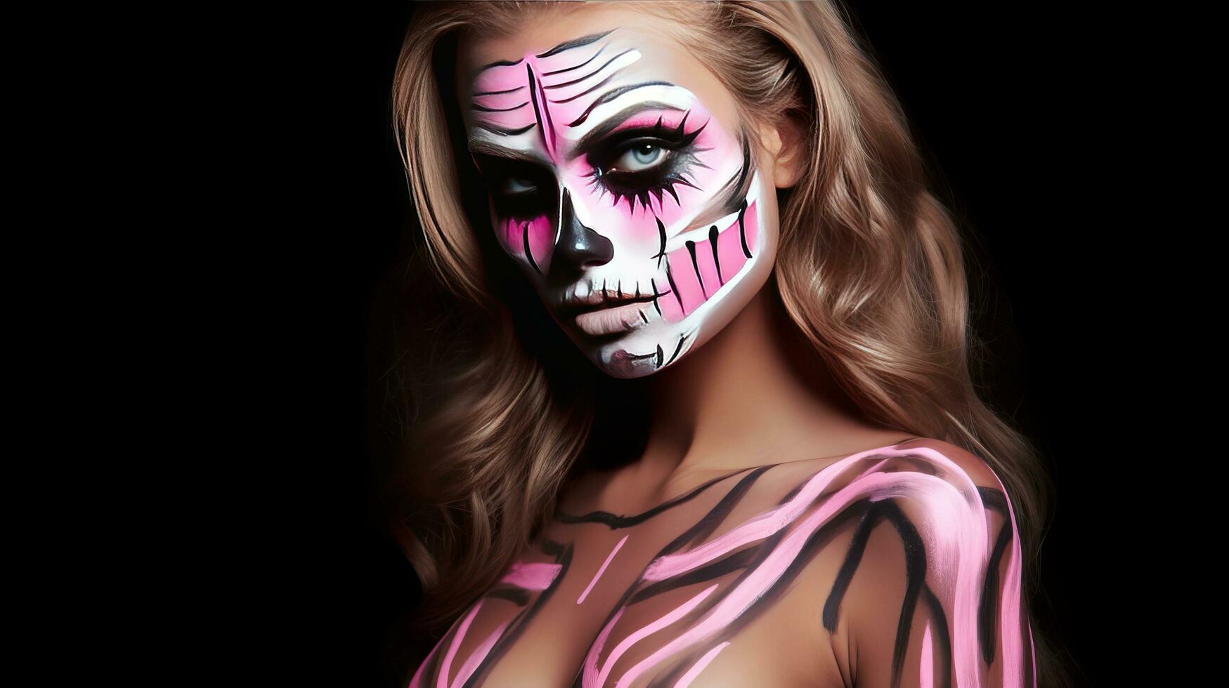 Beautiful model with halloween makeup photo