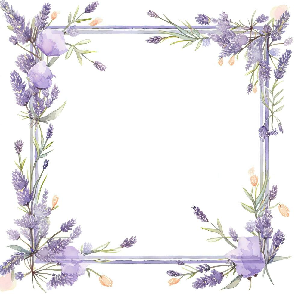 Romantic flotal  lavender watercolor frame photo