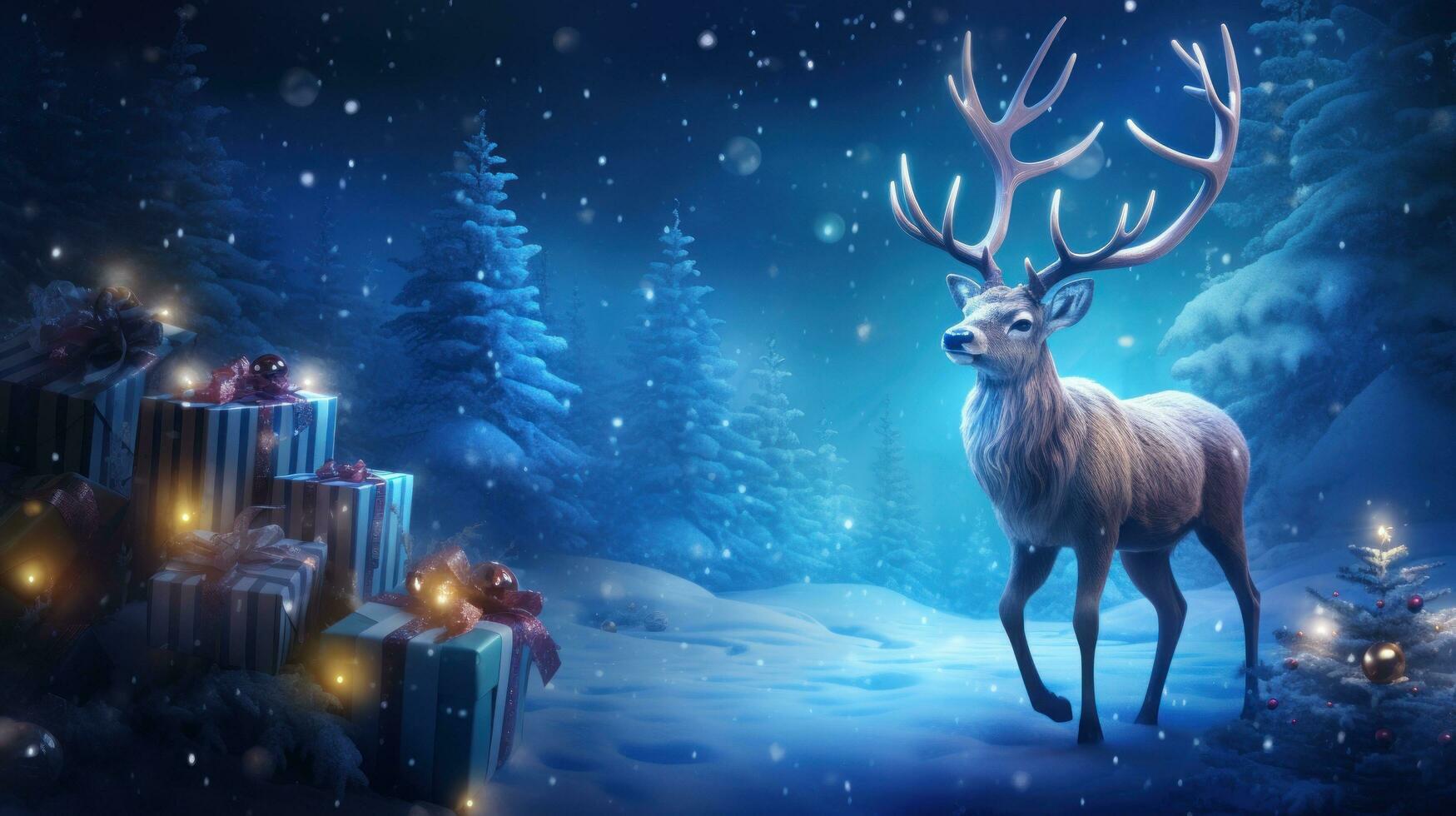 Christmas background with magic gift photo