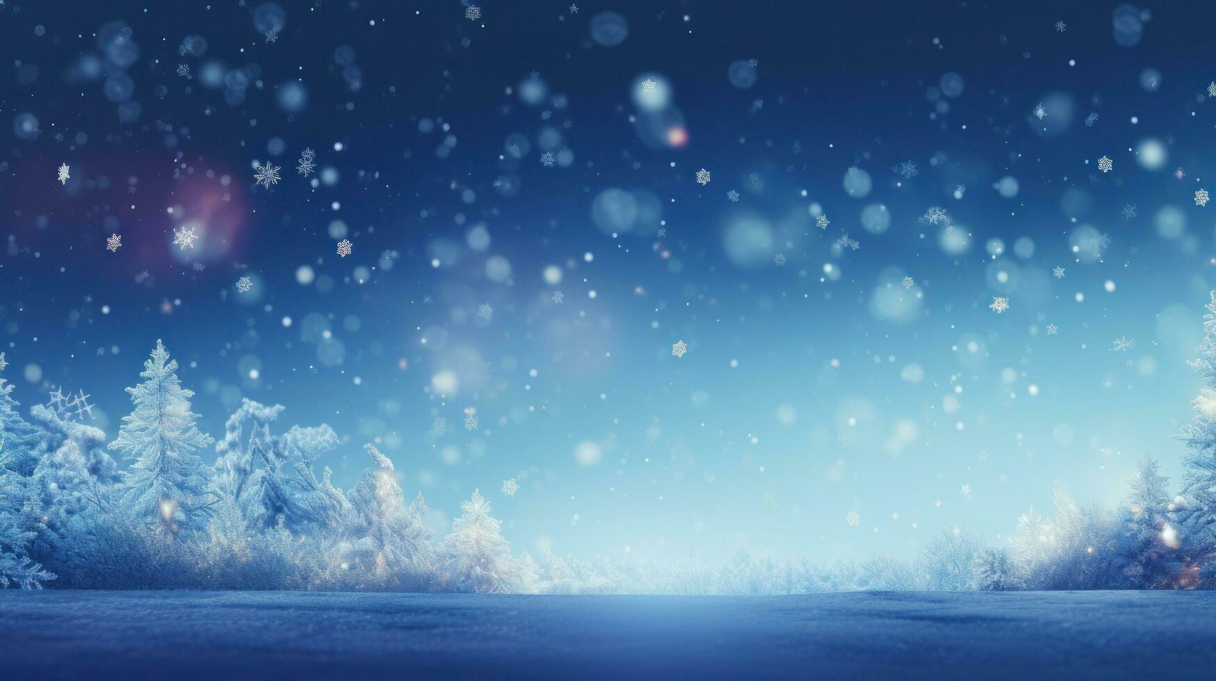 fondo azul navidad con copos de nieve foto