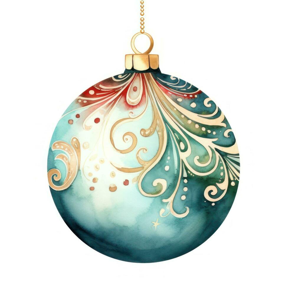 Watercolor Christmas ball isolated photo