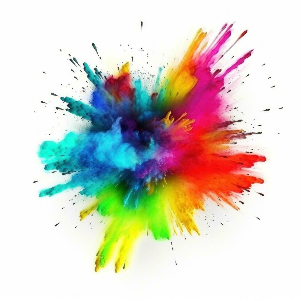 Bright colorful holi paint color powder festival explosion burst isolated photo