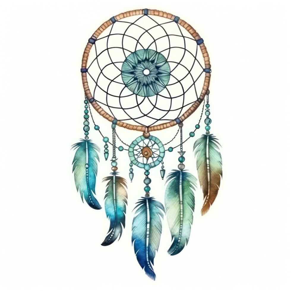 Watercolor dream catcher isolated photo