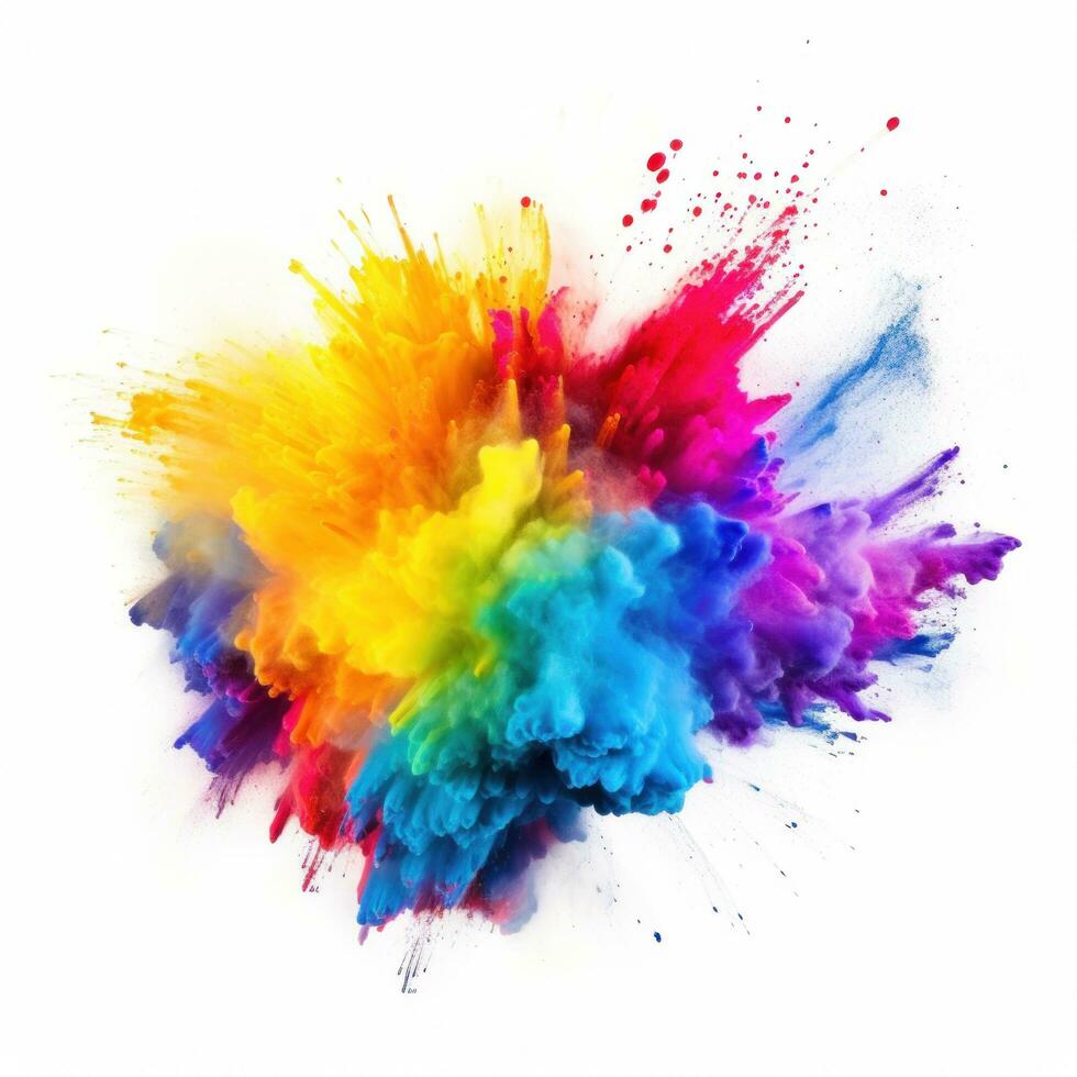 Bright colorful holi paint color powder festival explosion burst isolated photo