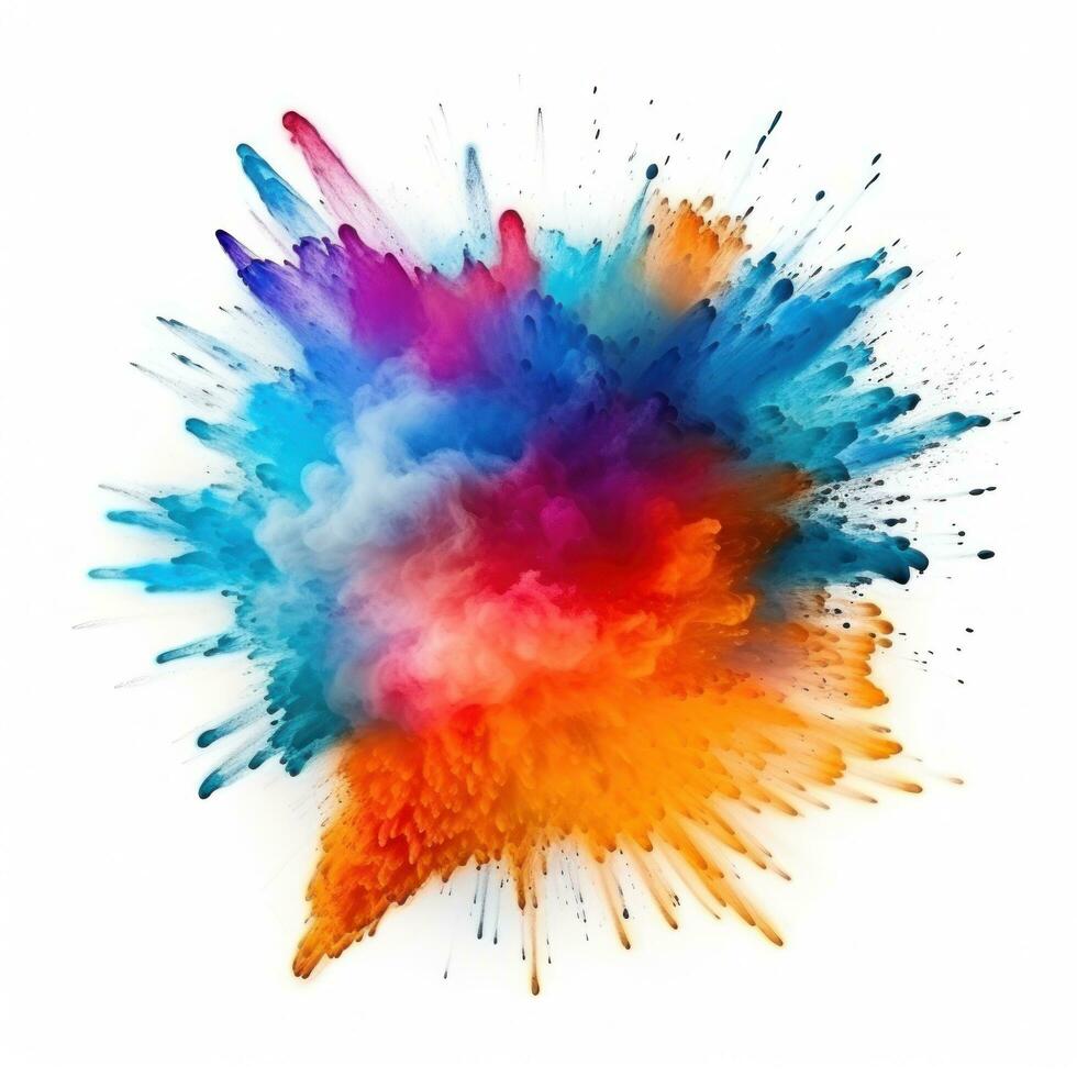 Bright colorful holi paint color powder festival explosion burst isolated photo