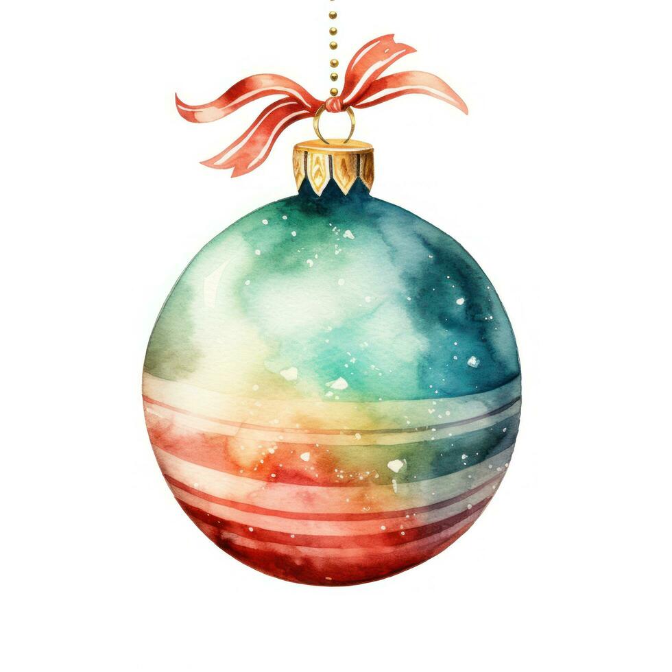 Watercolor Christmas ball isolated photo