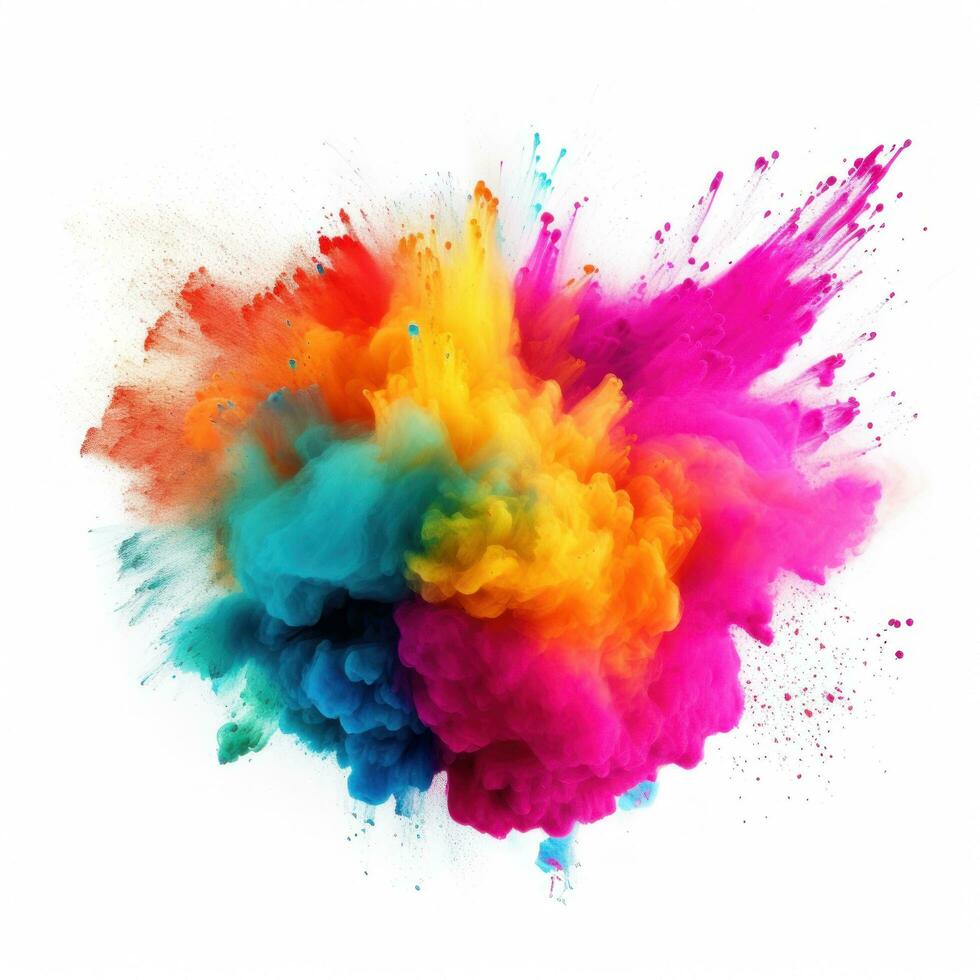 Bright colorful holi paint color powder festival explosion burst isolated photo