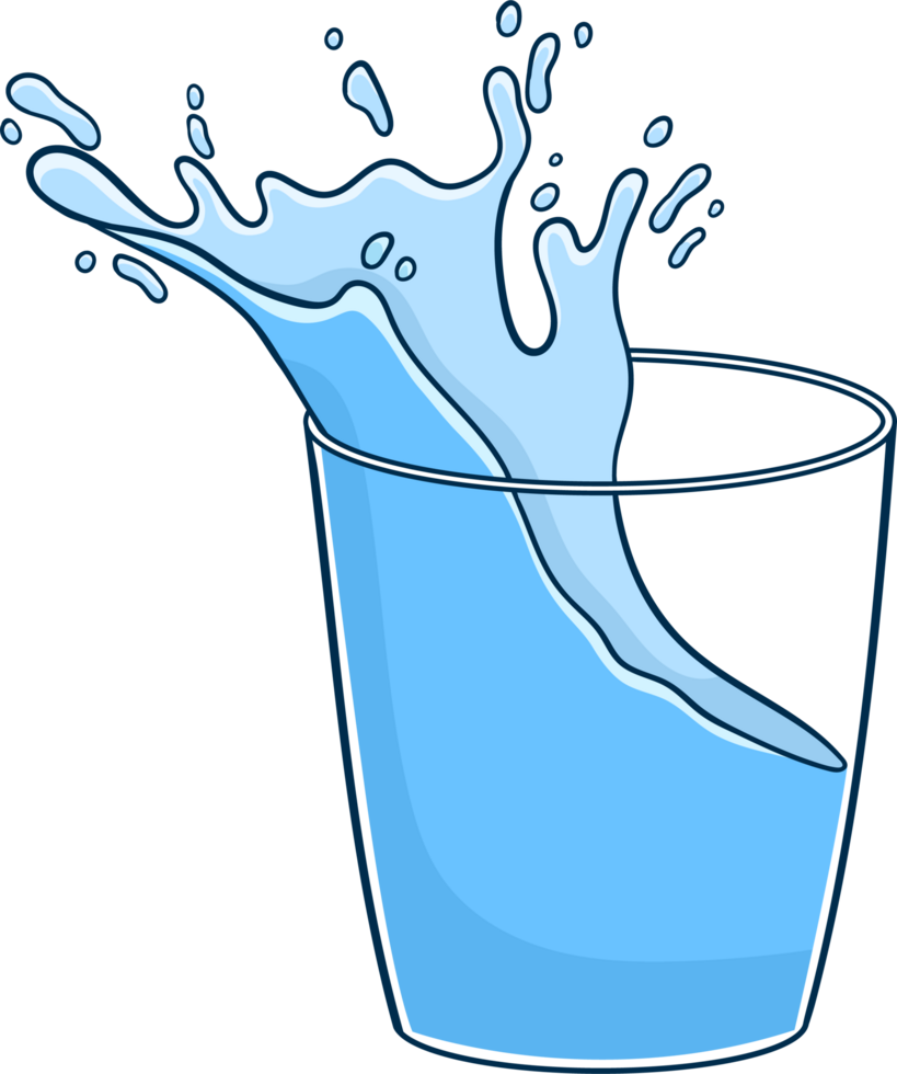 Water splash in glass clipart png
