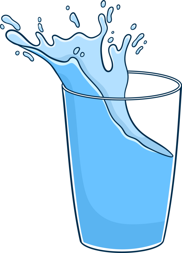 Water splash in glass clipart png