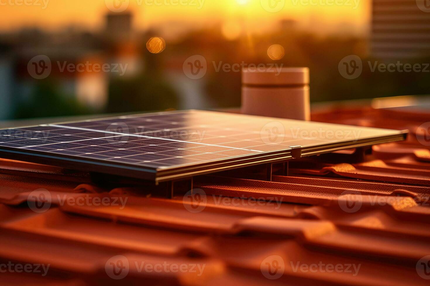 solar paneles en el techo de el casa. generativo ai tecnología. foto
