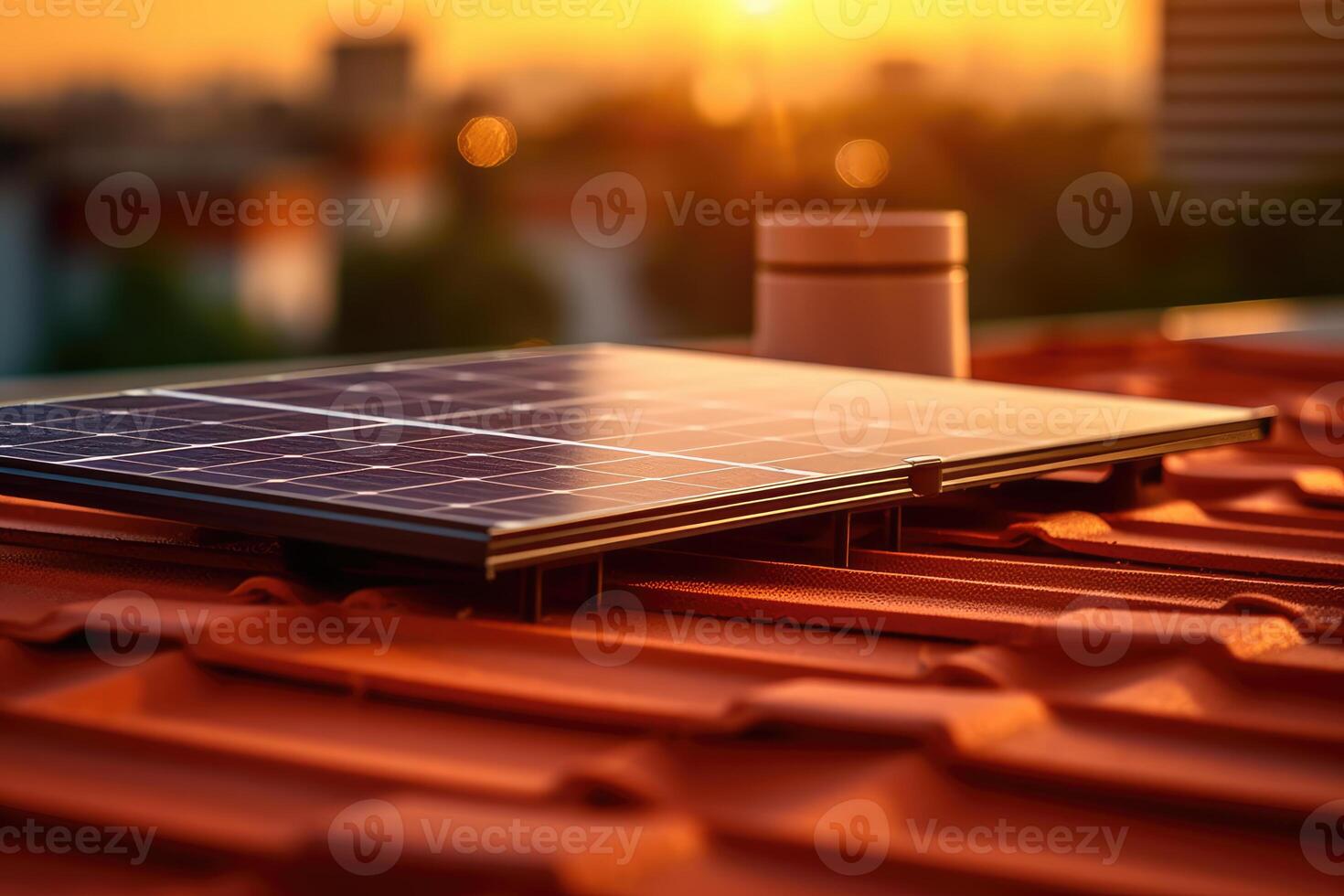Solar panels on the roof of the house. technology. photo