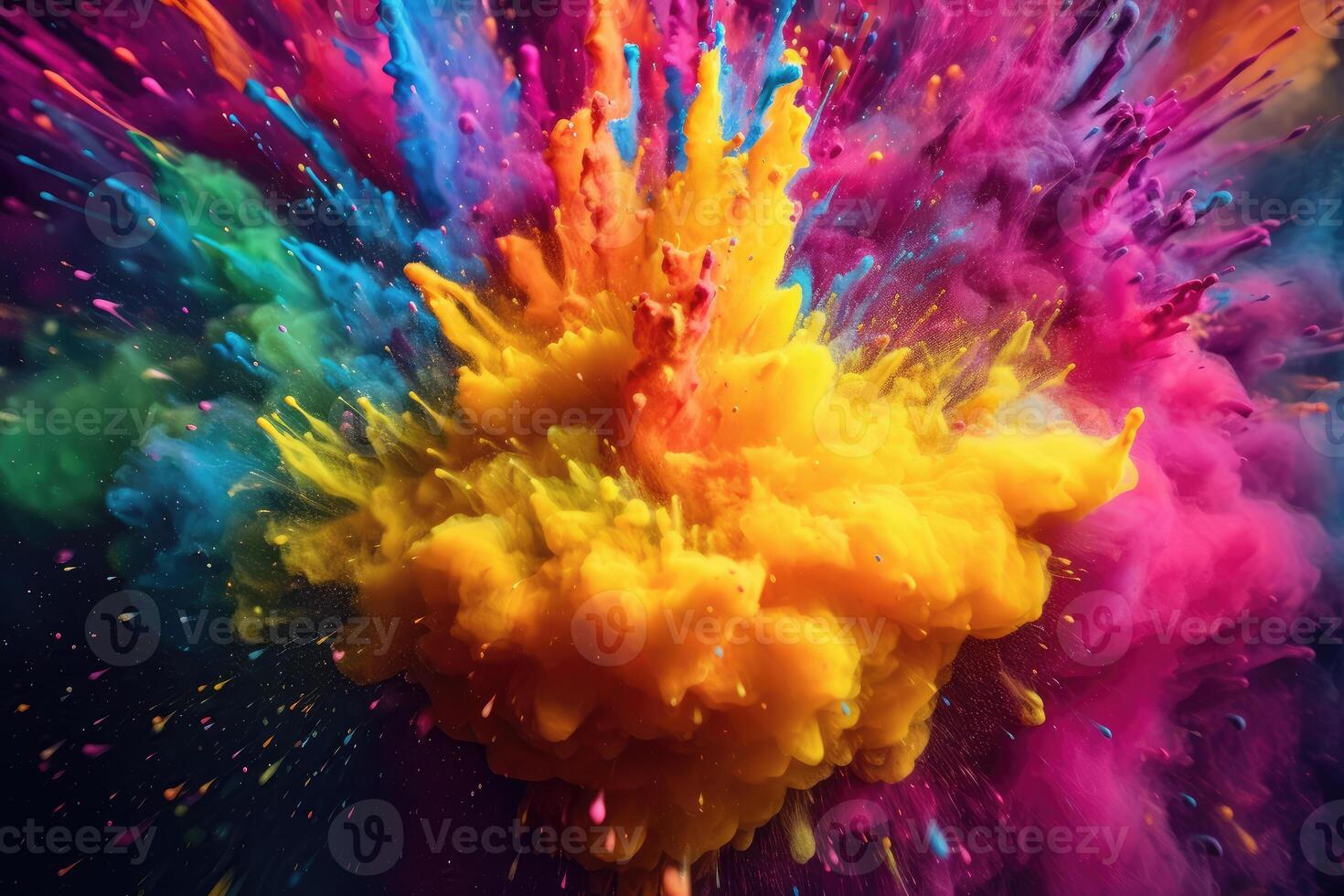 Holi multi colored paints. technology. photo