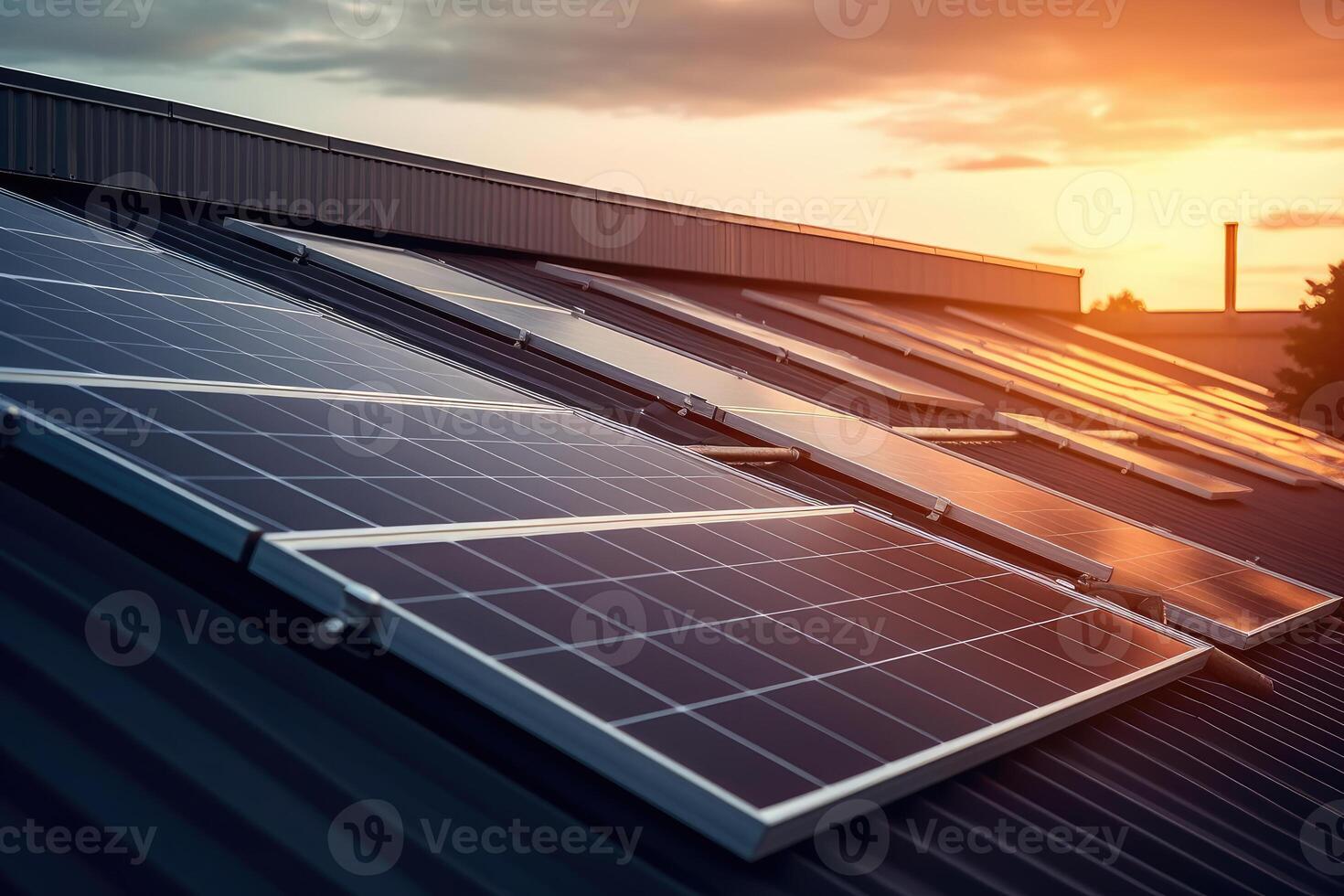 Solar panels on the roof of the house. technology. photo