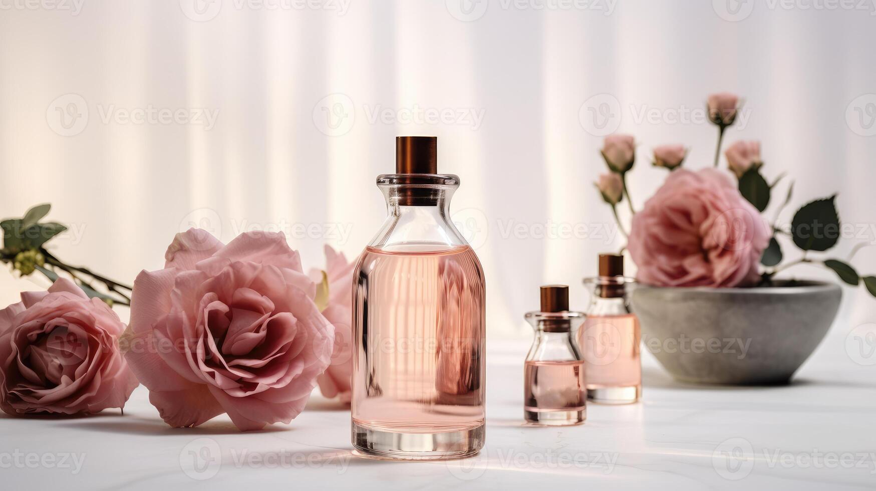 Rose essential oil. Aromatherapy. technology. photo