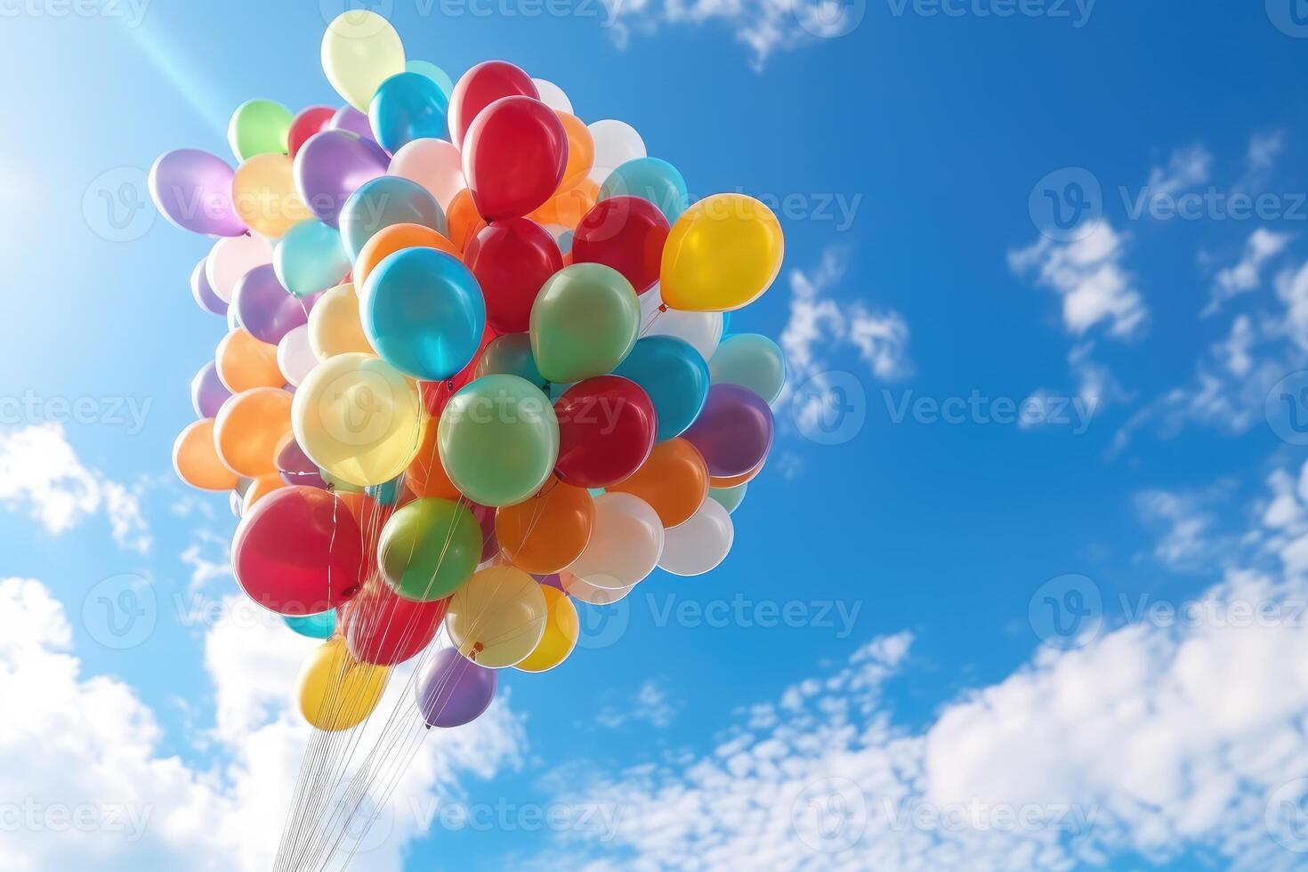 Colorful balloons in the sky. technology. photo