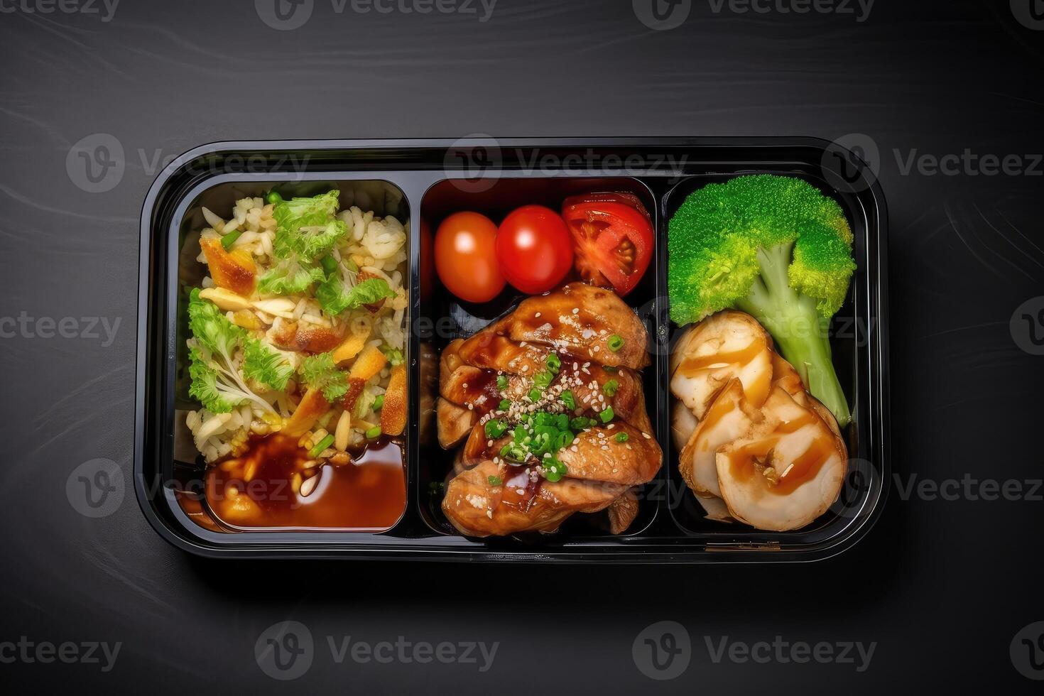 Food in the boxes. Proper nutrition. technology. photo