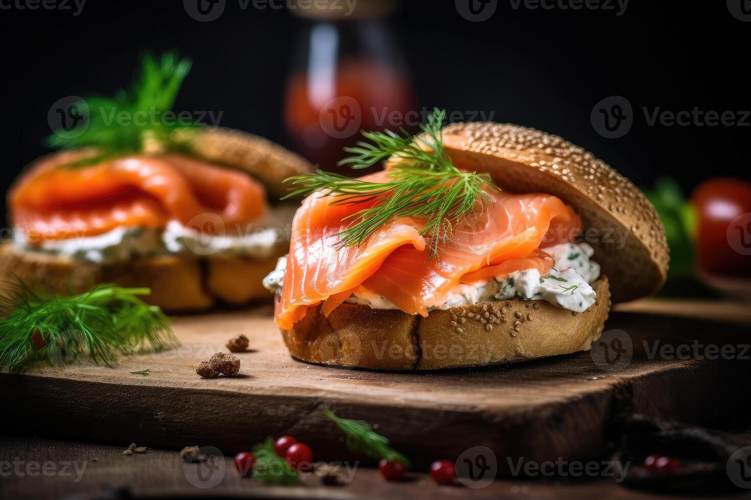 Salmon sandwiches. technology. photo
